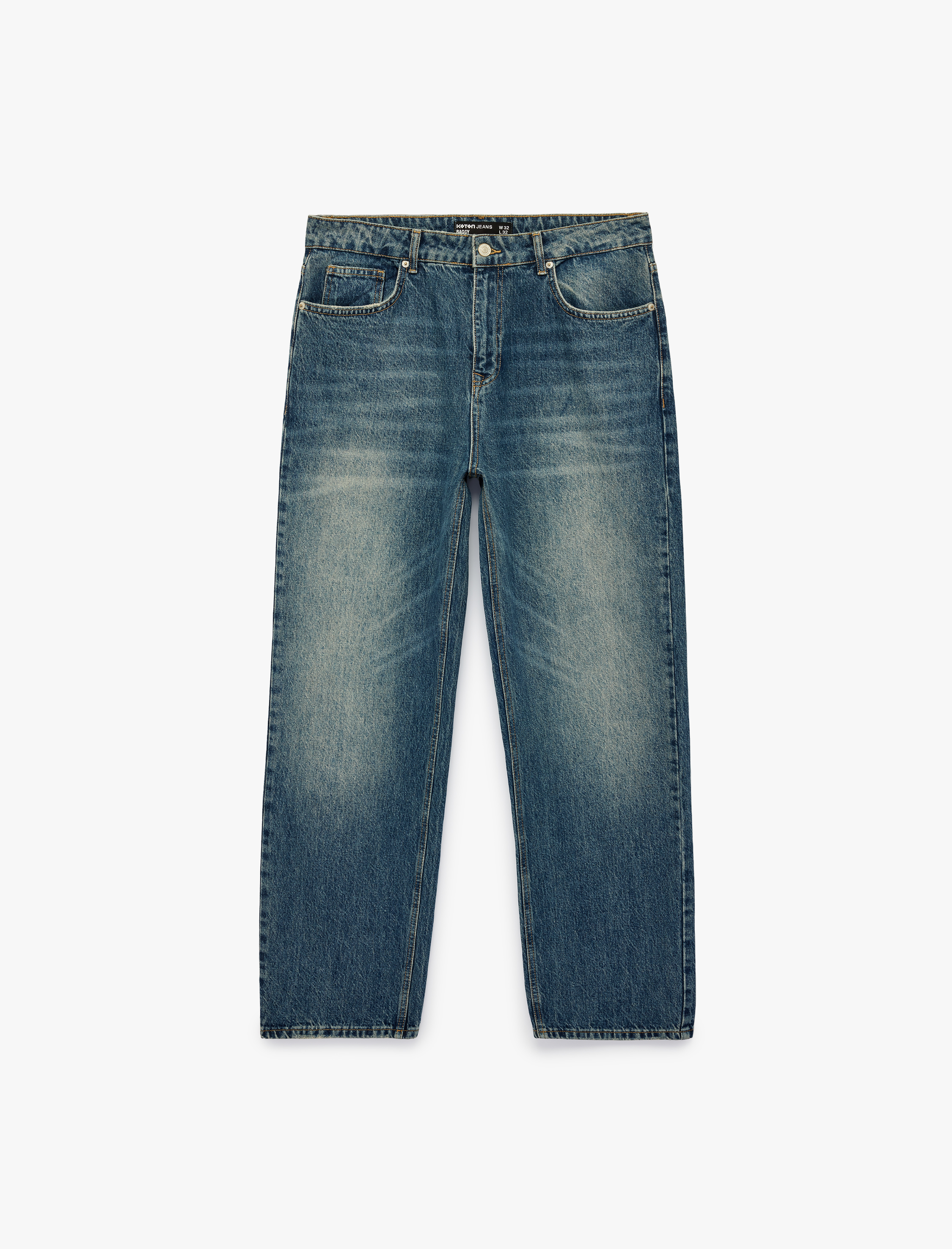 Koton Normal Bel Rahat Kalıp Cepli Pamuklu Baggy Jean Pantolon görsel 2
