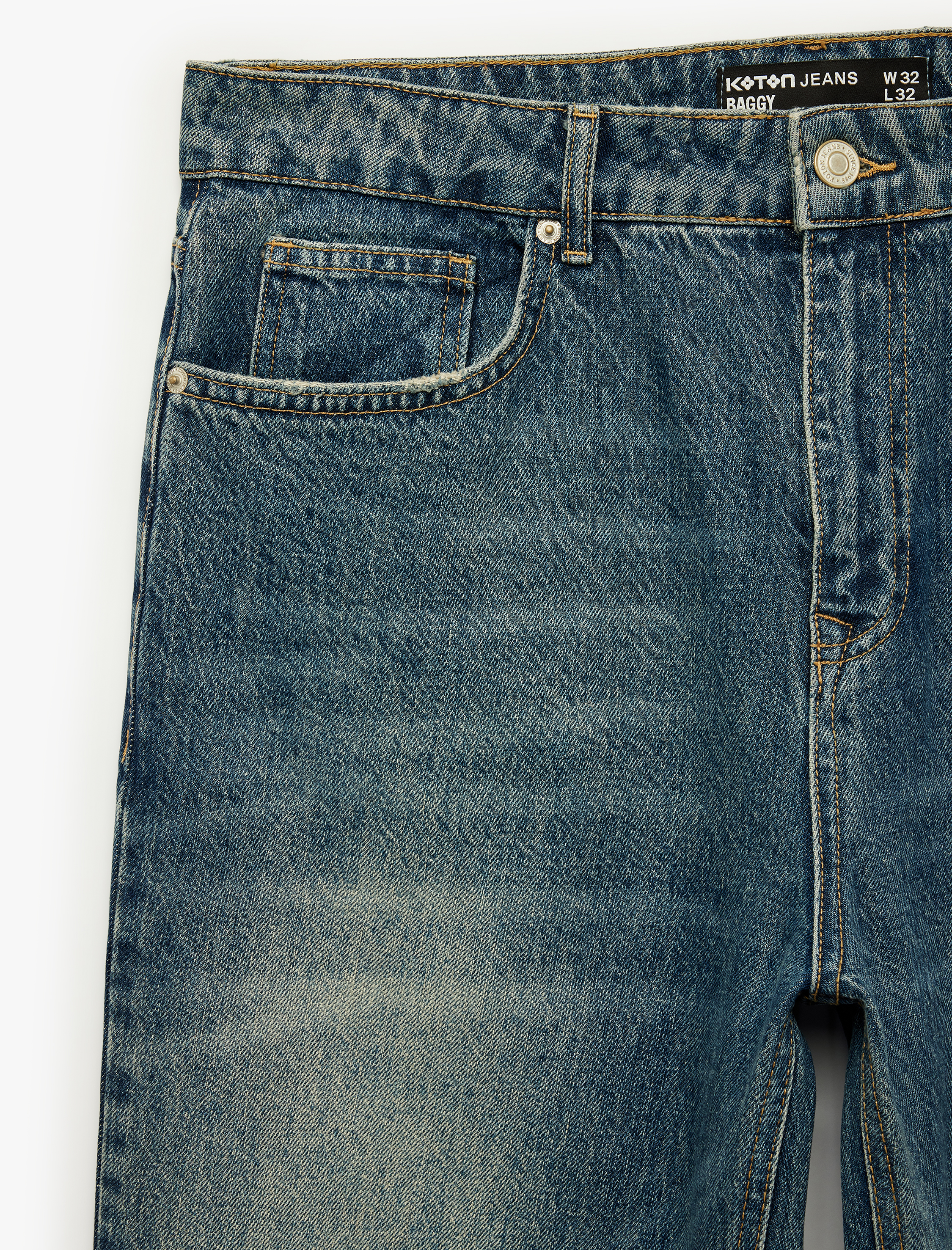Koton Normal Bel Rahat Kalıp Cepli Pamuklu Baggy Jean Pantolon görsel 4