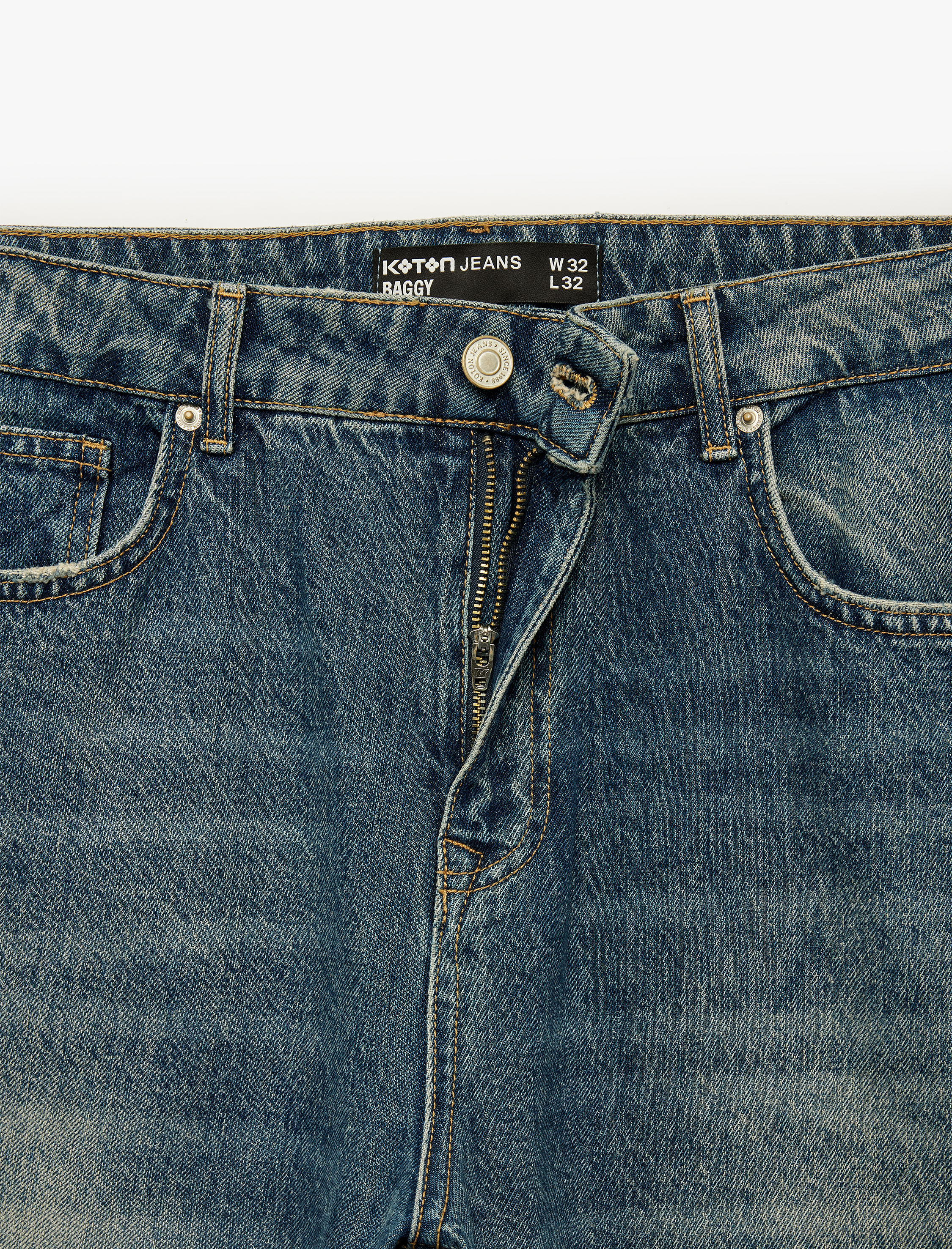 Koton Normal Bel Rahat Kalıp Cepli Pamuklu Baggy Jean Pantolon görsel 5