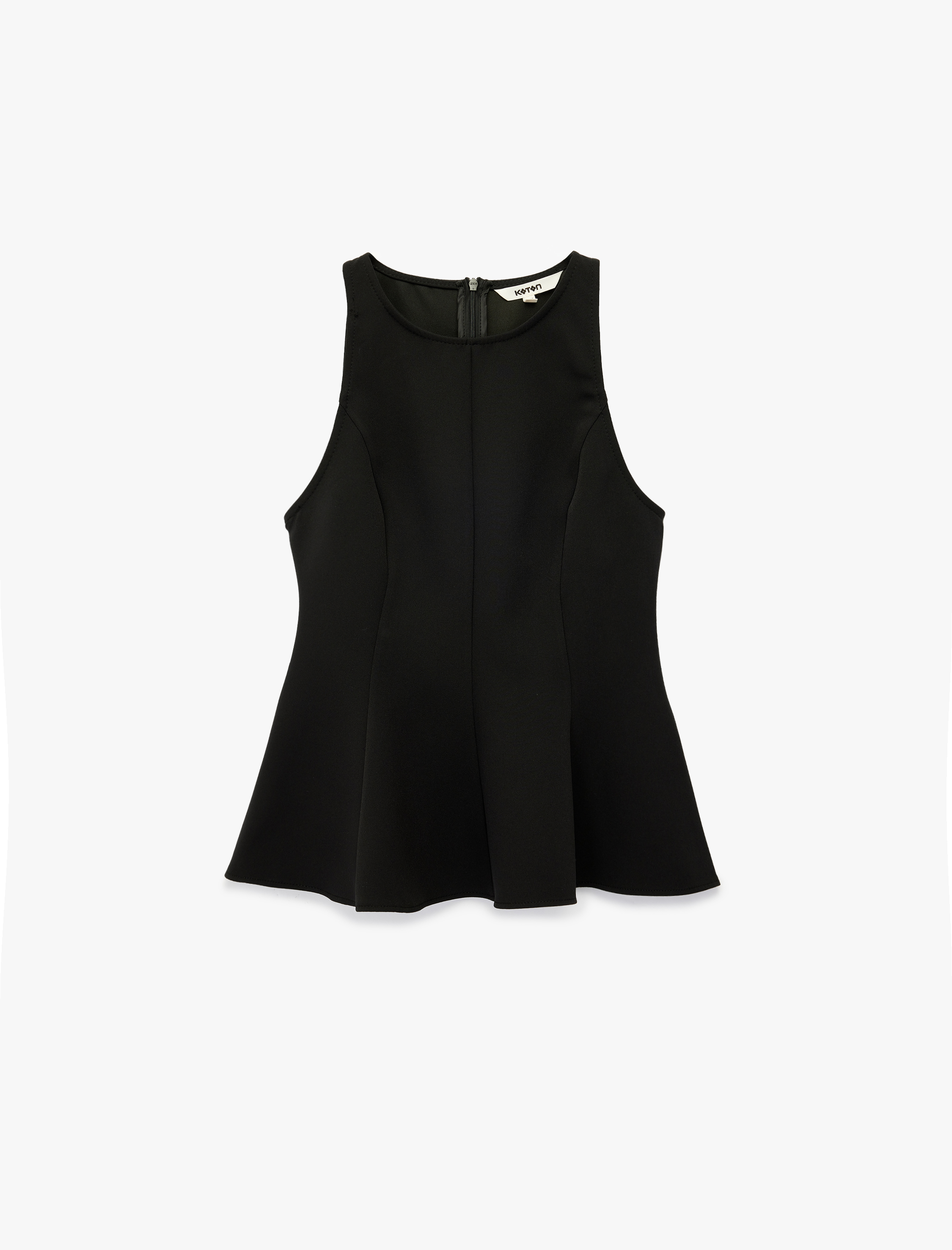 Koton Slim Fit Kolsuz Bisiklet Yaka Peplum Bluz görsel 3