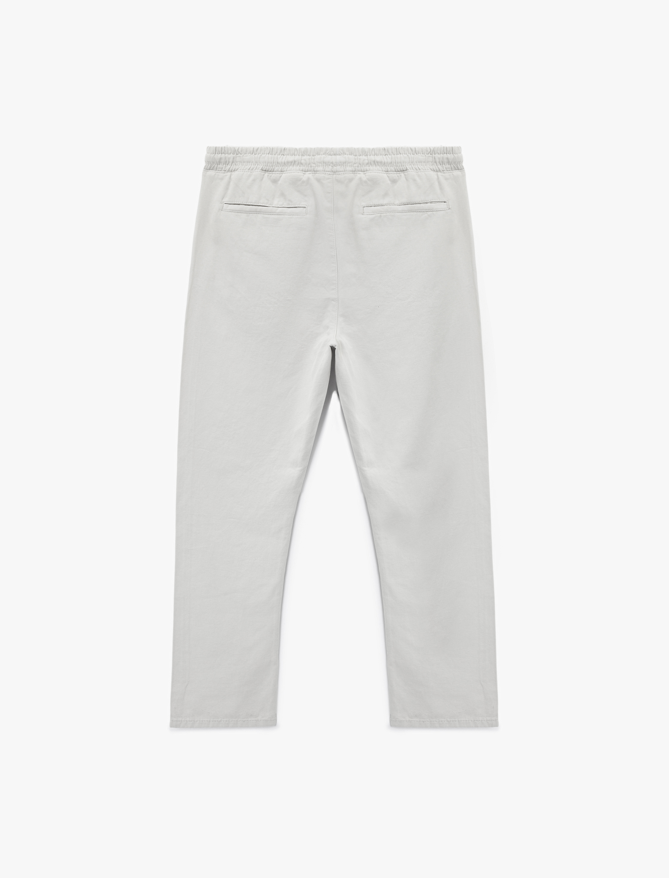 Koton Pamuklu Regular Fit Cepli Beli Bağcıklı Pantolon görsel 4