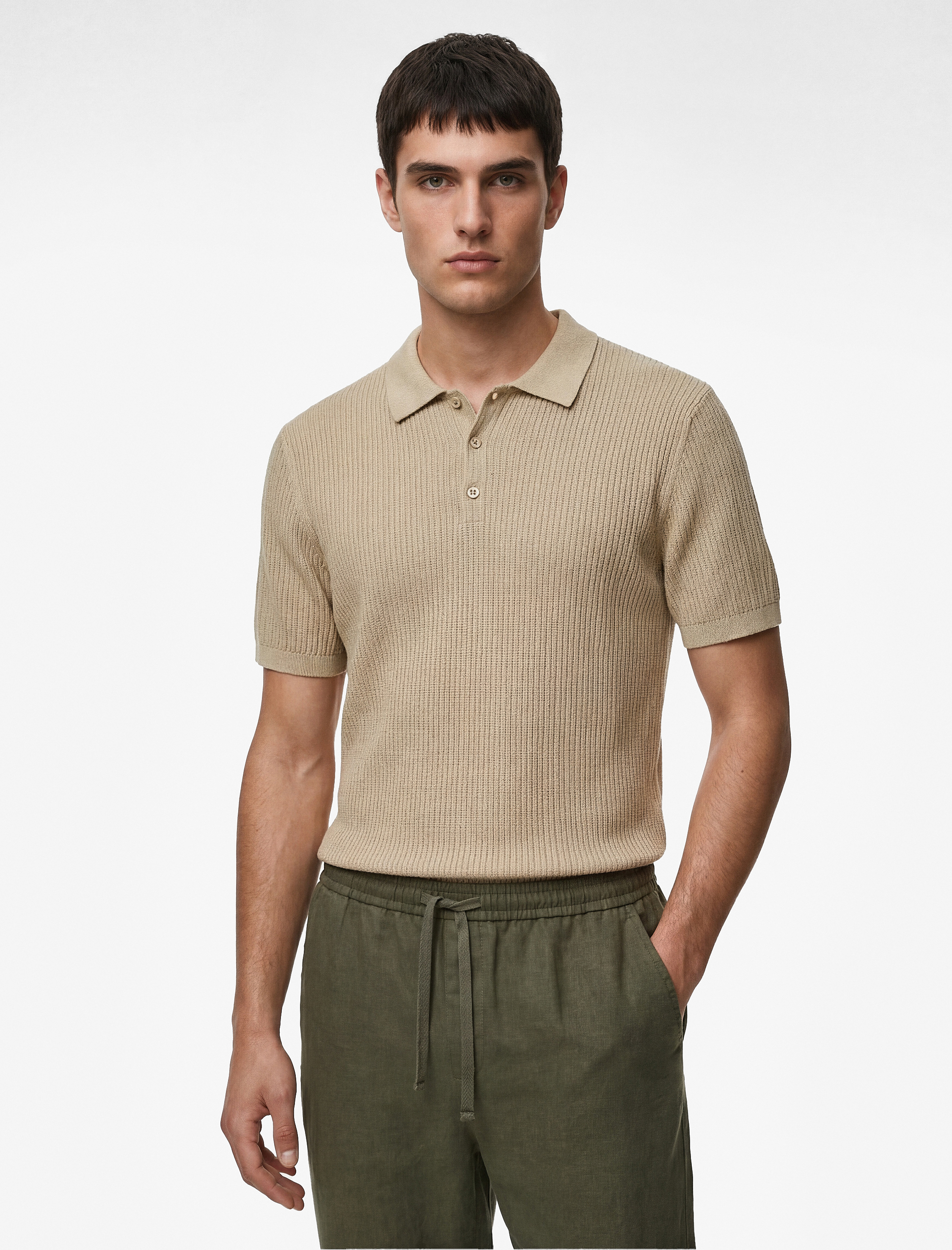 Koton Regular Fit Dokulu Pamuklu Düğmeli Polo Yaka Kısa Kollu Triko Tişört