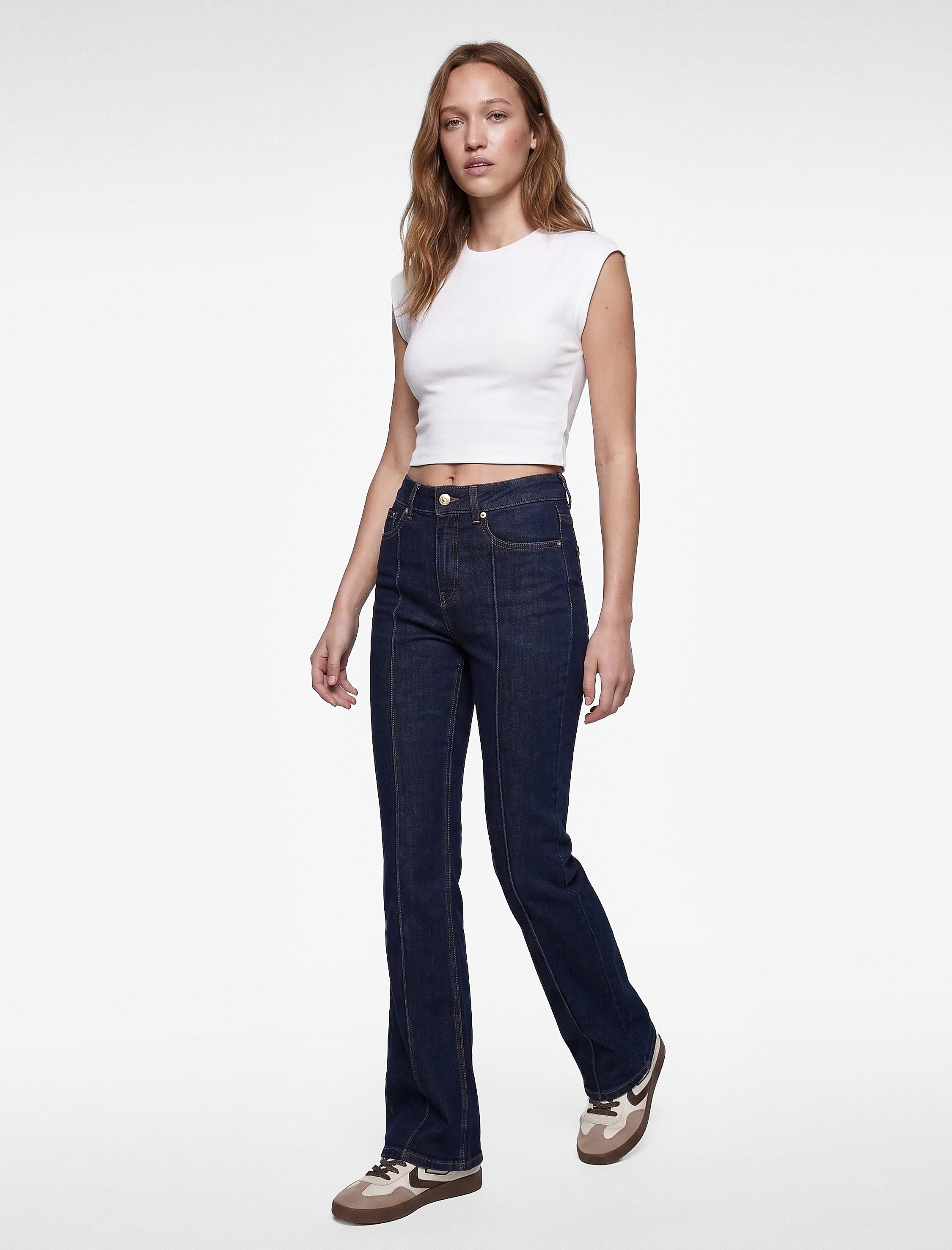 Koton Nervürlü Dar Kesim İspanyol Paça Denim Pantolon - Flare Jeans