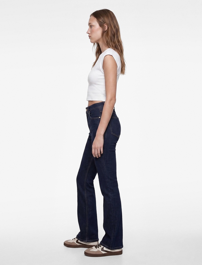  Nervürlü Dar Kesim İspanyol Paça Denim Pantolon - Flare Jeans