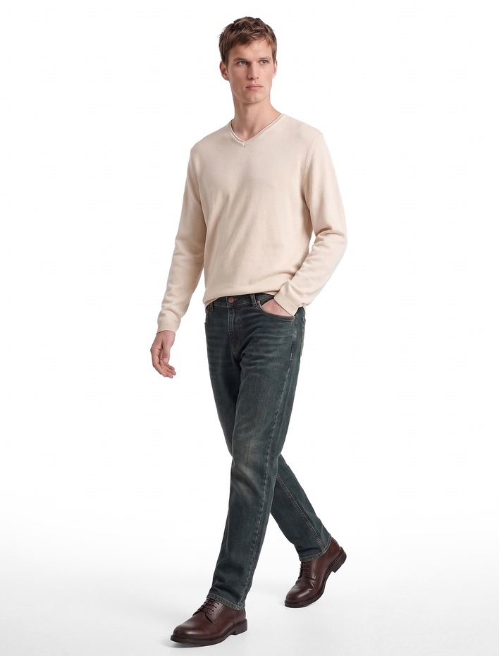  Pamuklu Düz Paça Normal Bel Straight Fit Jean Pantolon - Mark Jean