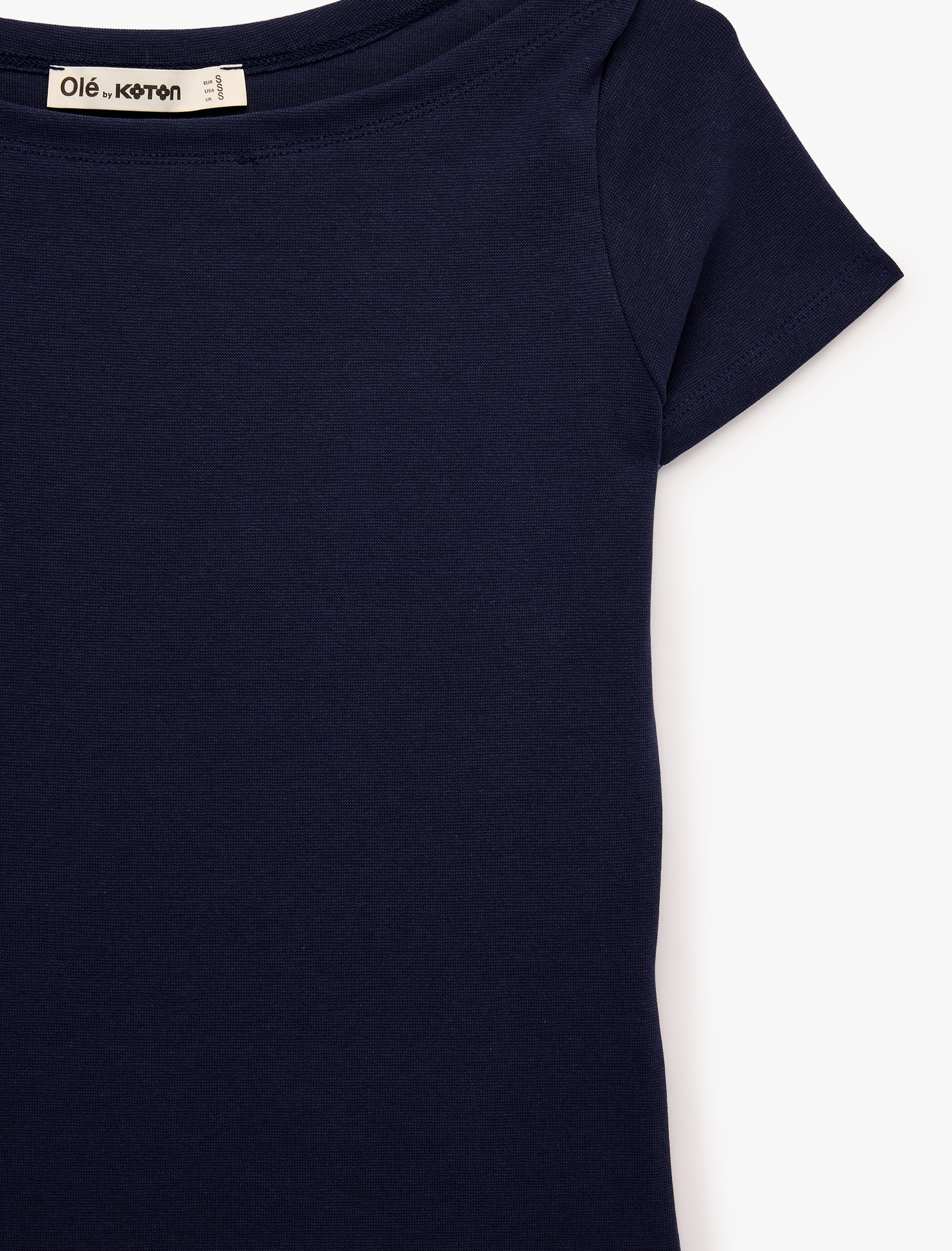 Koton Pamuklu Slim Fit Kayık Yaka Kısa Kollu Basic Tişört görsel 7