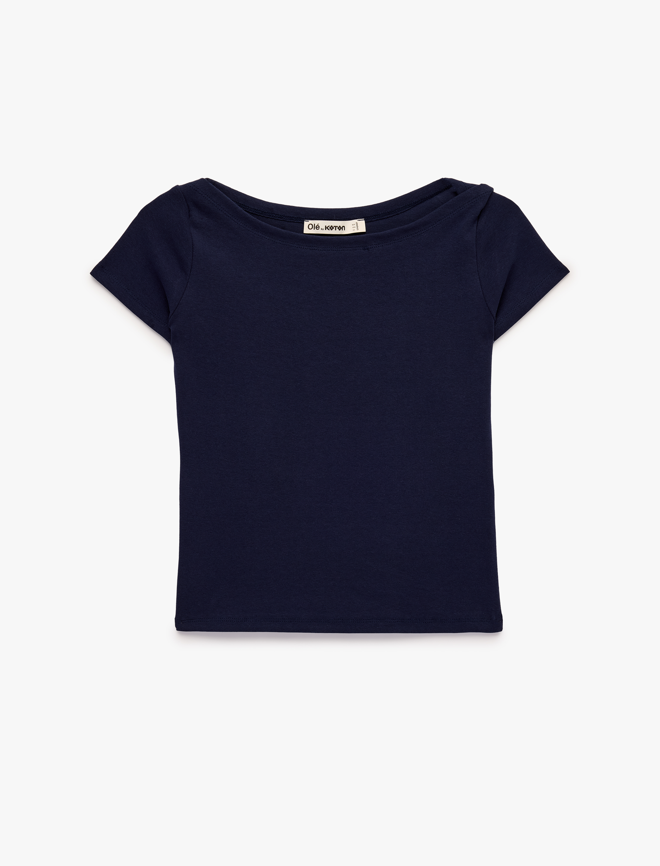 Koton Pamuklu Slim Fit Kayık Yaka Kısa Kollu Basic Tişört görsel 5