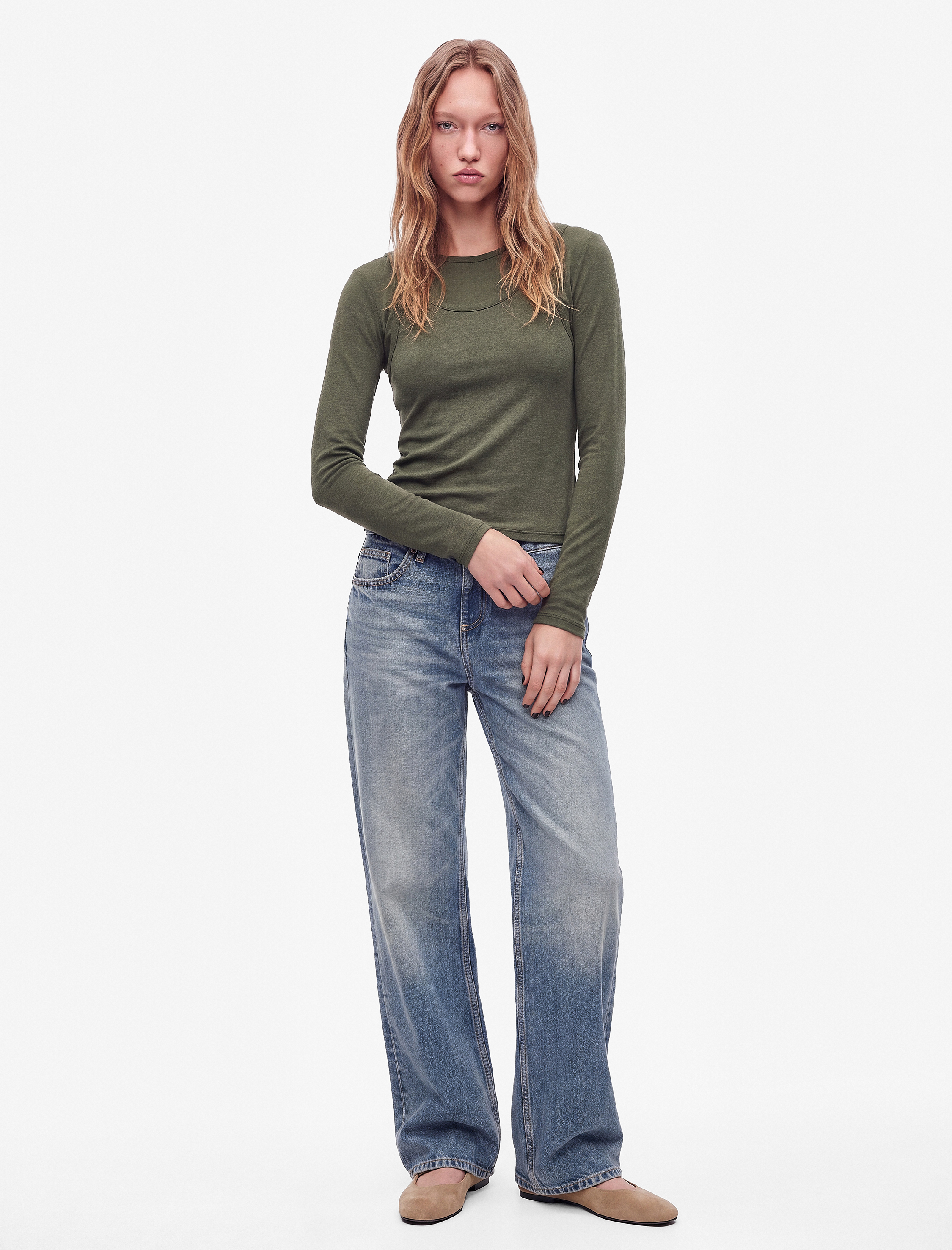 Koton Slim Fit Bisiklet Yaka Katmanlı Uzun Kollu Tişört