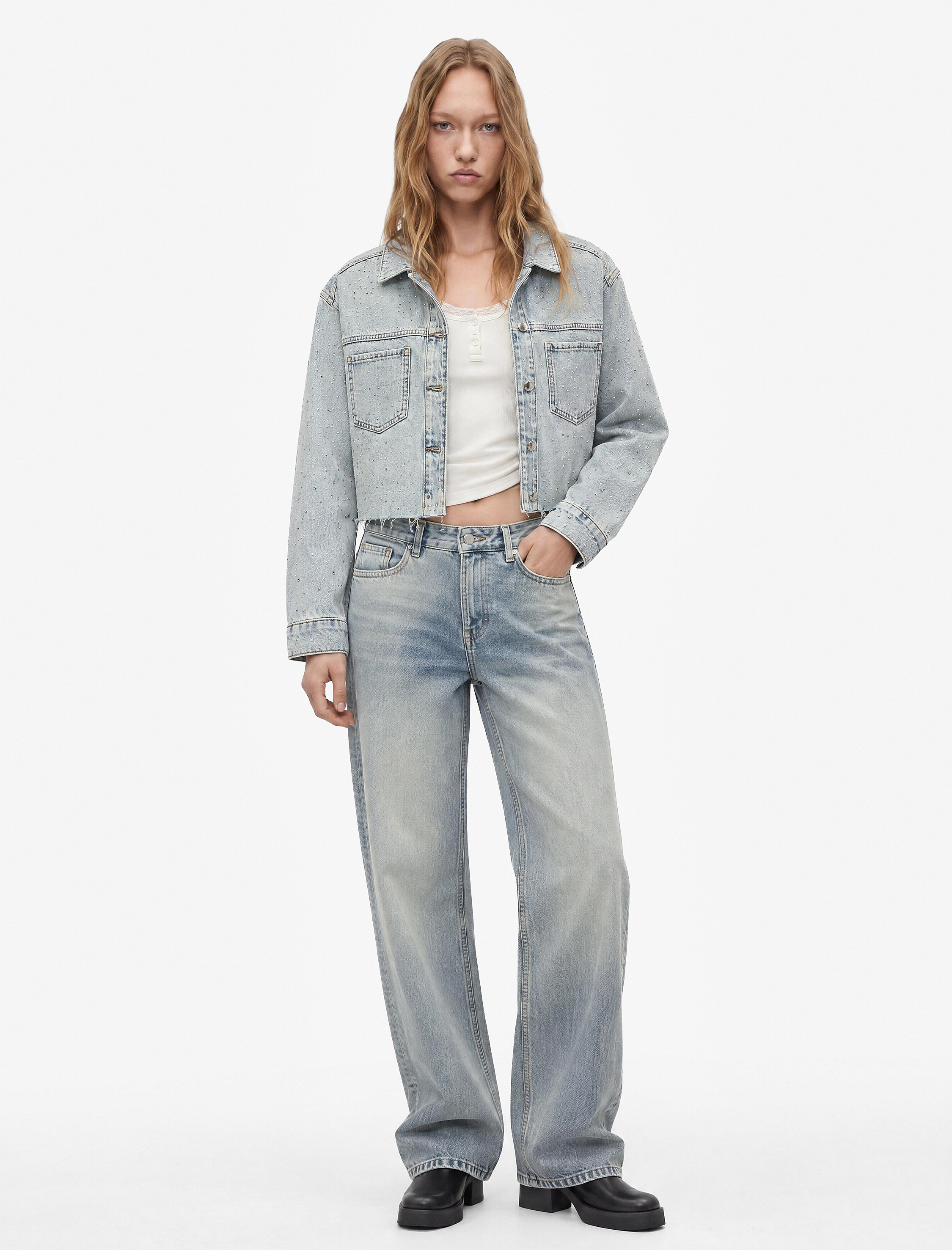 Koton Rahat Kalıp Pamuklu Klasik Yaka Uzun Kollu Cepli Denim Ceket