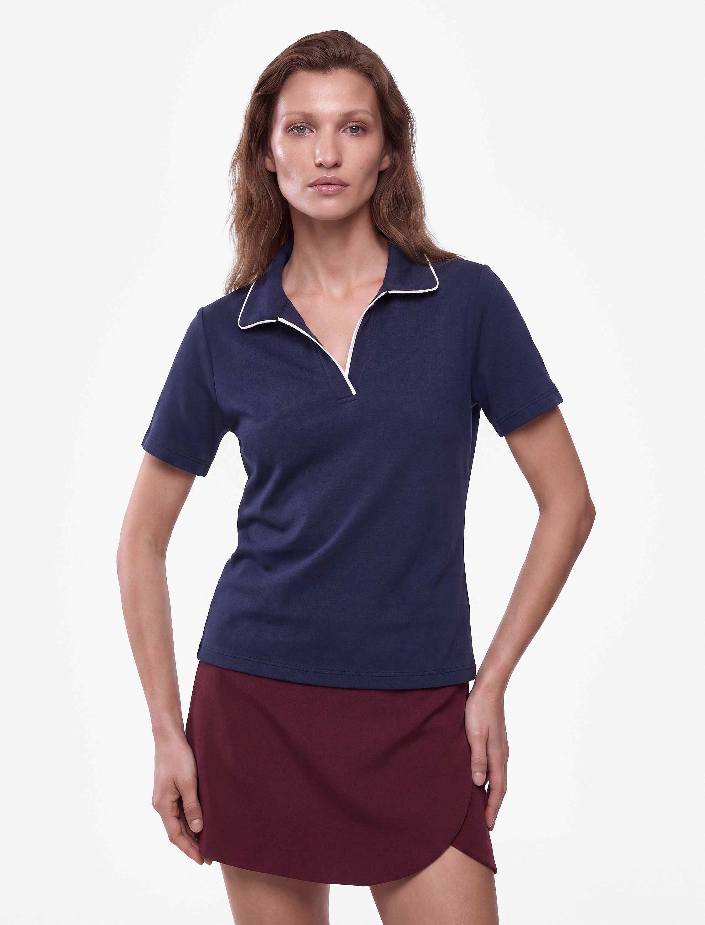 Koton Modal Kumaş Regular Fit Biyeli Kısa Kollu Polo Yaka Tişört görsel 2
