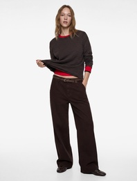 Kemer Detaylı Pamuklu Kısa Geniş Paça Pantolon - Wide Leg Jeans