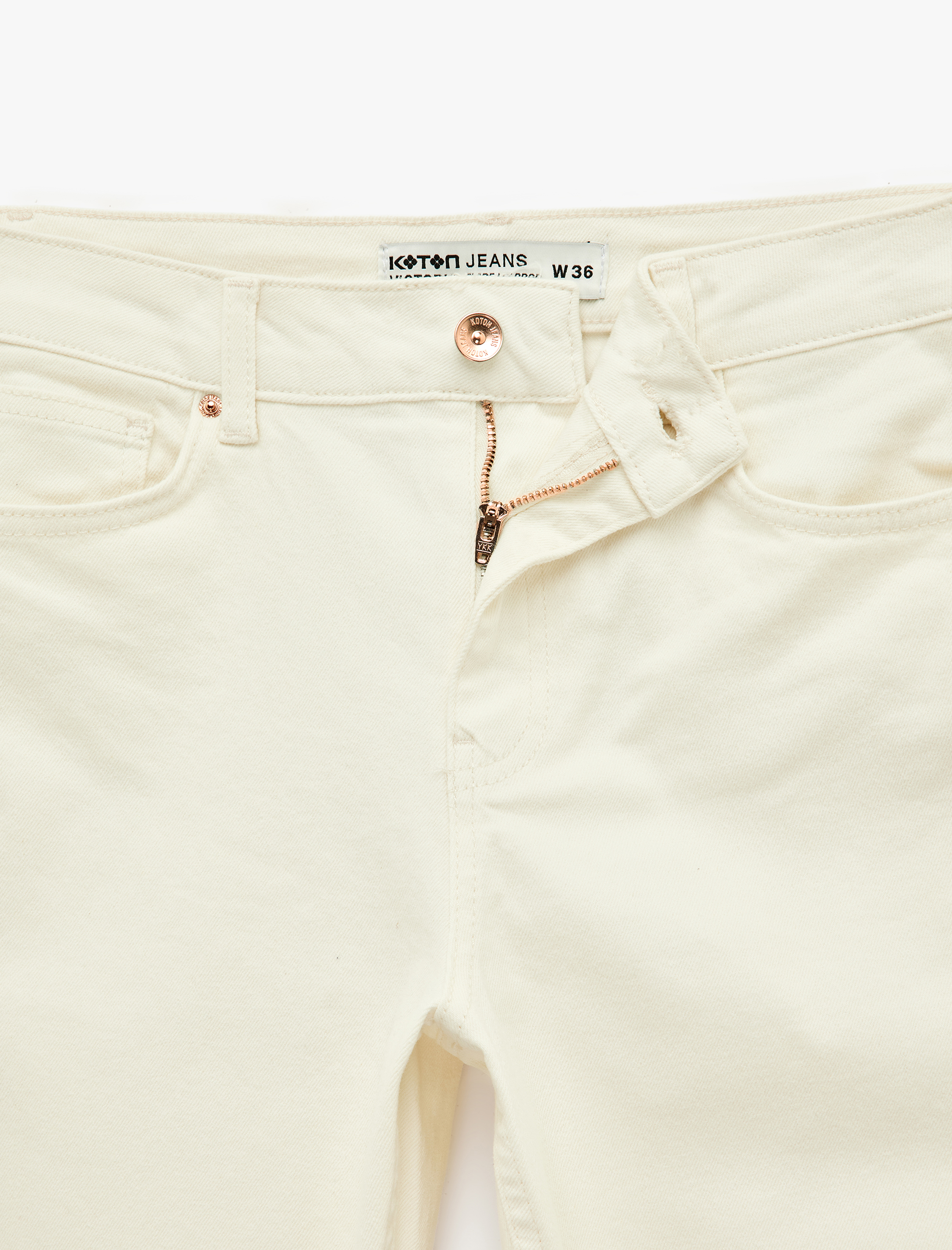 Koton Pamuklu Cepli Düğmeli İspanyol Paça Crop Jean Pantolon - Kick Flare Jeans görsel 8