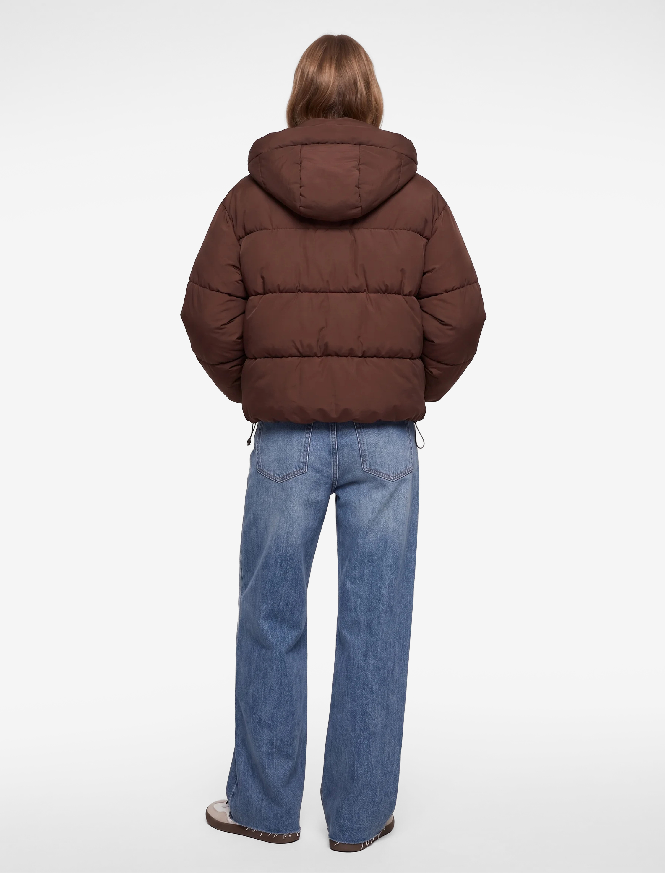   Cepli Kapüşonlu Uzun Kollu Fermuarlı Anorak Şişme Mont