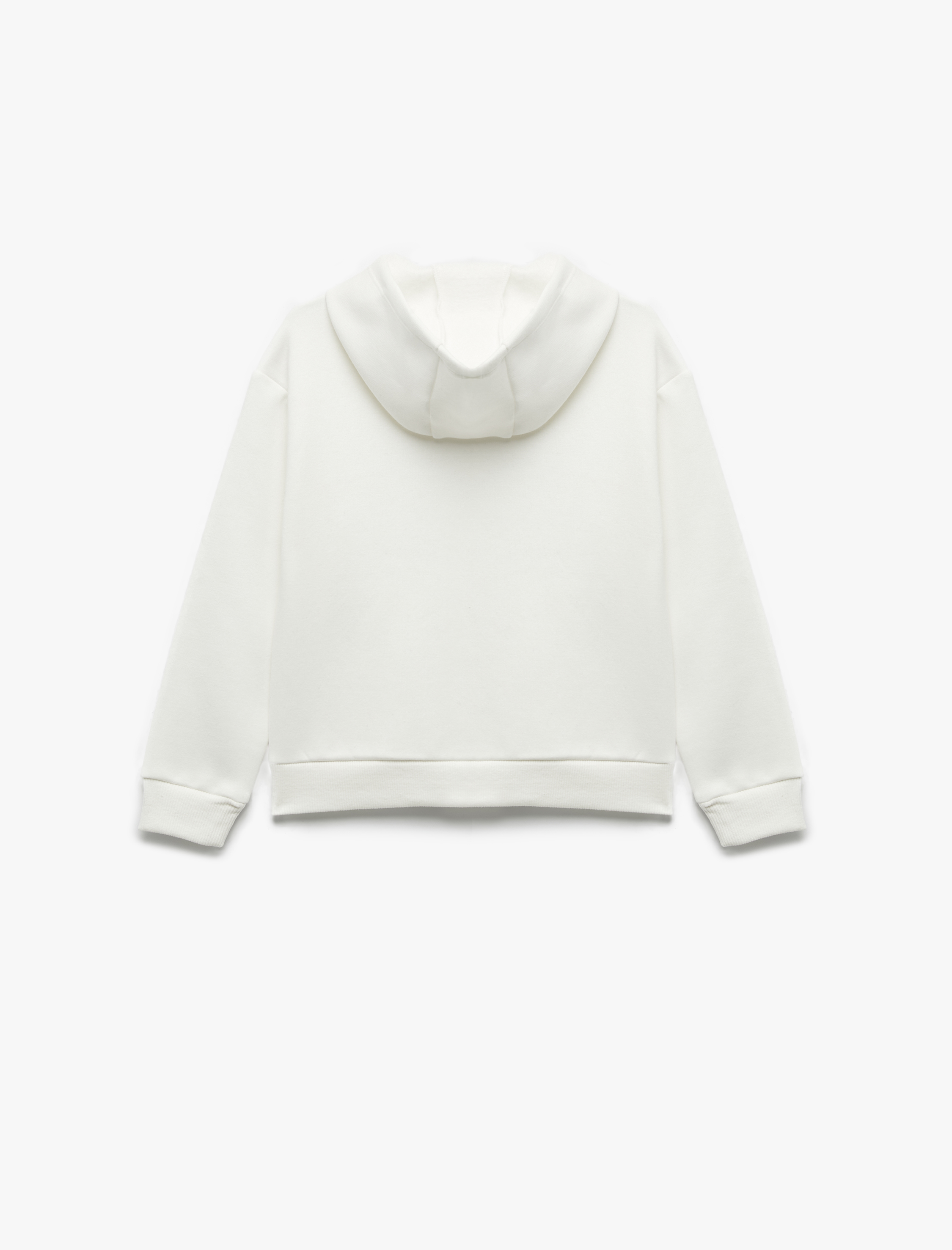  Kız Çocuk Cepli Uzun Kollu Baskılı Oversize Kapşonlu Fermuarlı Sweatshirt