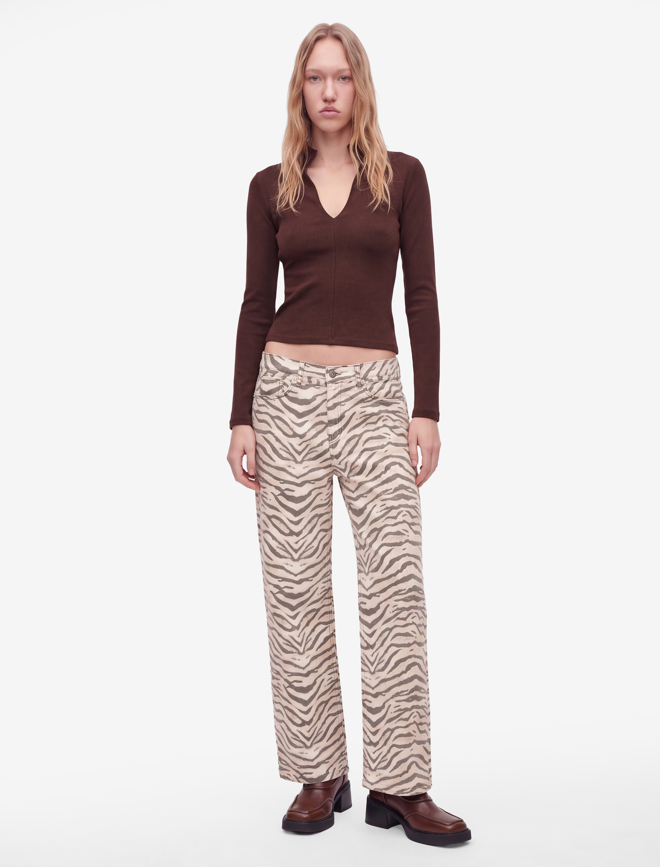 Koton Slim Fit Pamuklu V Yaka Basic Uzun Kollu Tişört