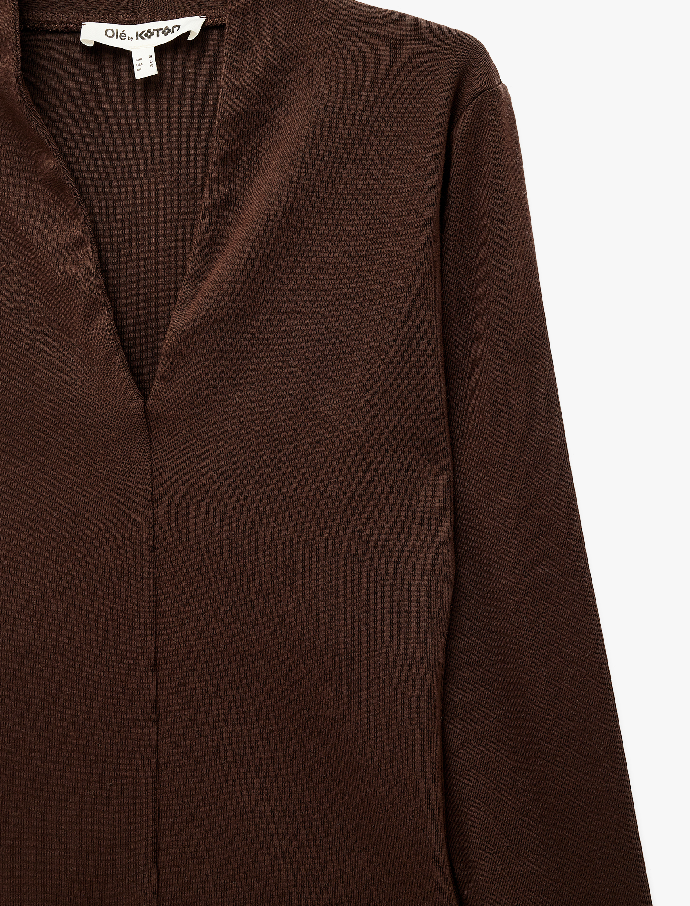 Koton Slim Fit Pamuklu V Yaka Basic Uzun Kollu Tişört görsel 4