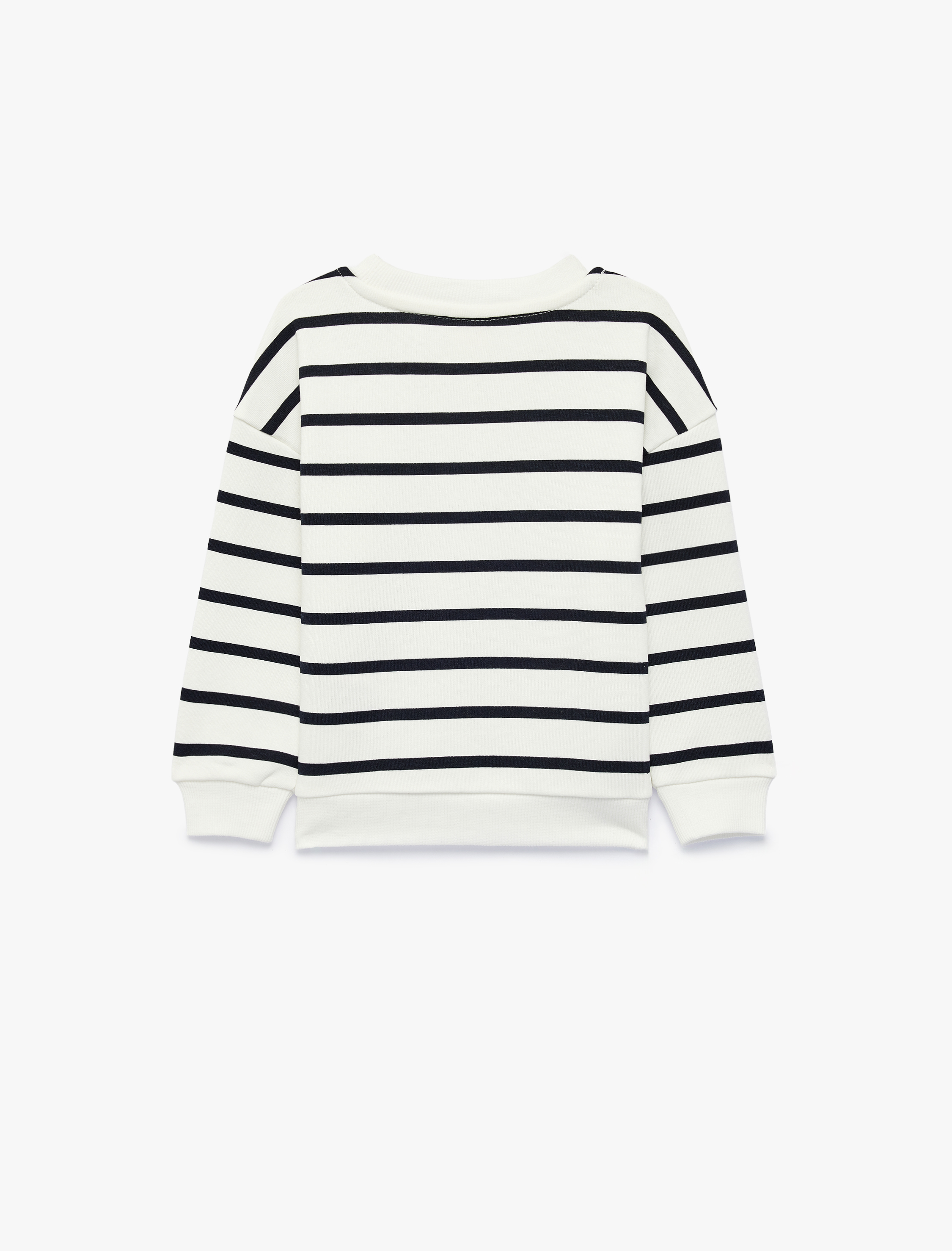  Erkek Bebek Bisiklet Yaka Uzun Kollu Çizgili Oversize Sweatshirt