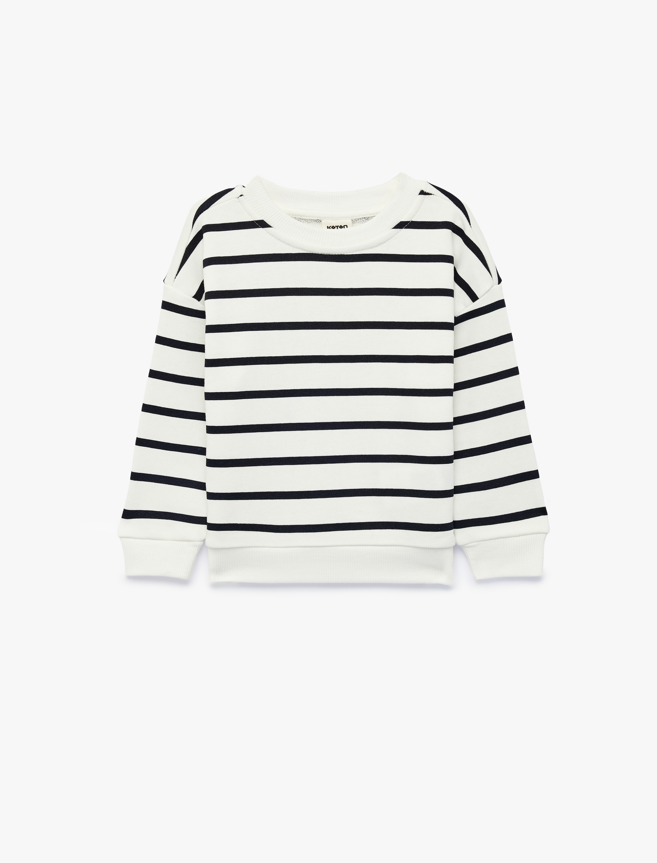  Erkek Bebek Bisiklet Yaka Uzun Kollu Çizgili Oversize Sweatshirt