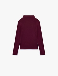 Pamuklu Slim Fit Dik Yaka Basic Uzun Kollu Tişört