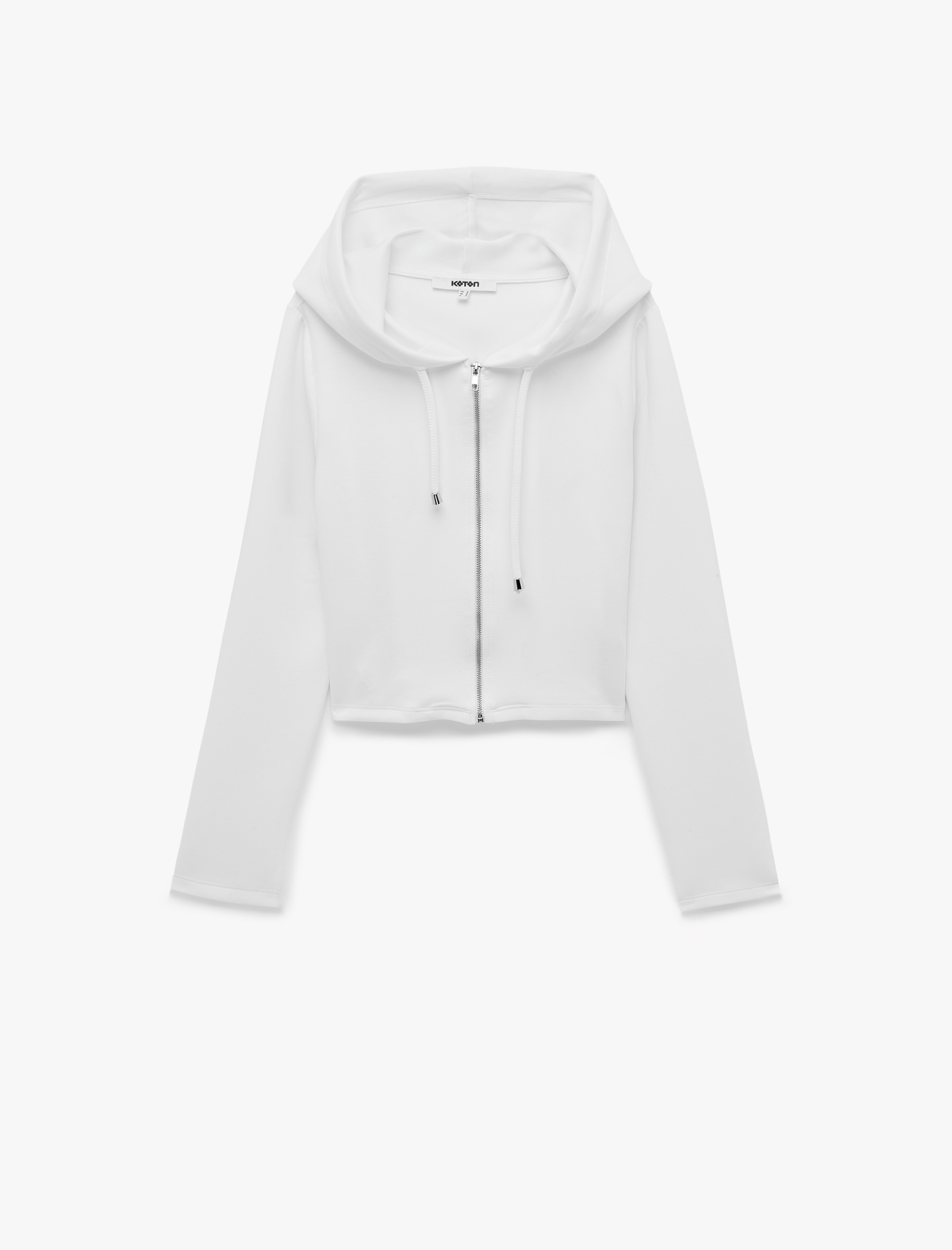   Slim Fit Uzun Kollu Kapüşonlu Fermuarlı Modal Boxy Sweatshirt