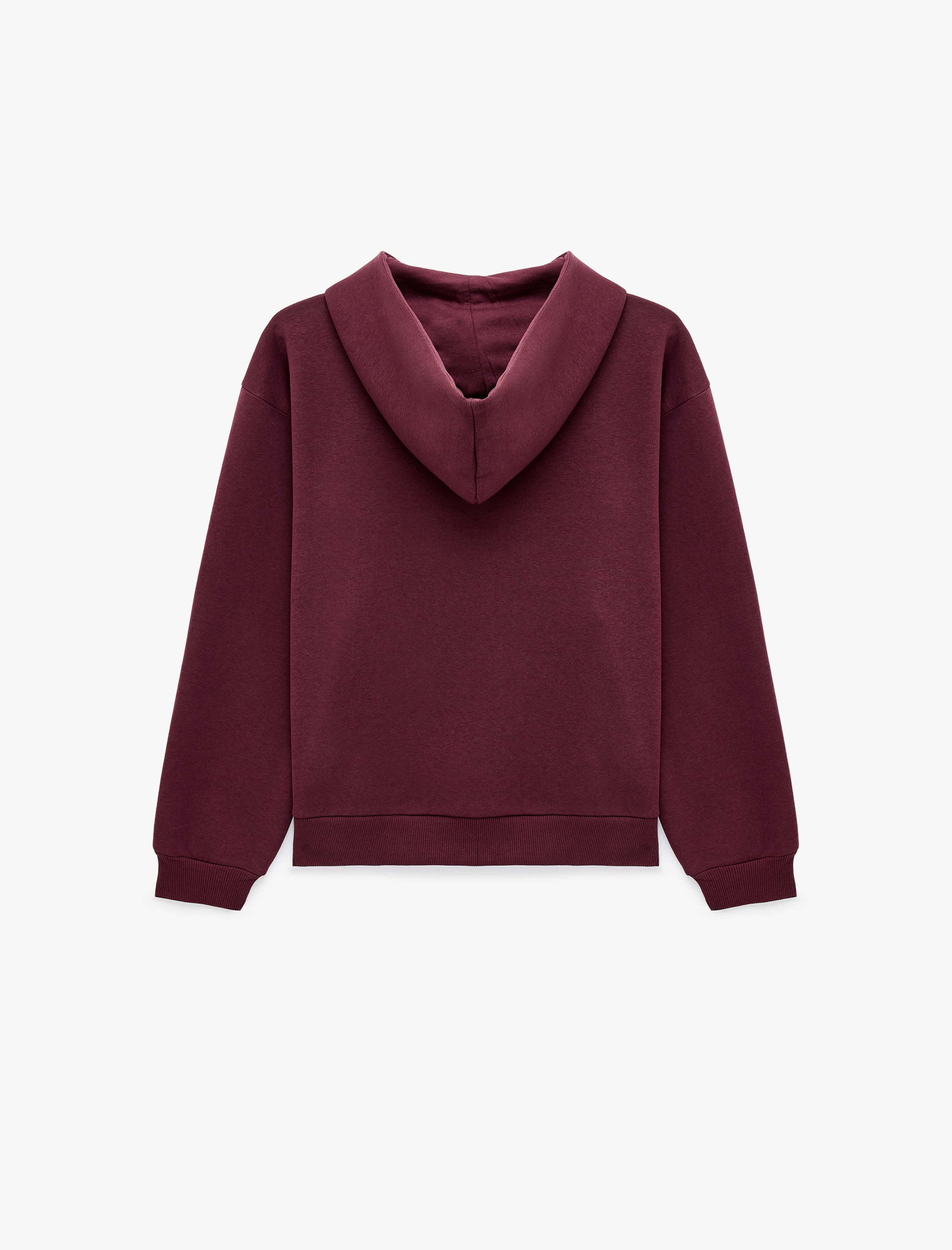   Üç İplik Şardonlu Rahat Kalıp Biyeli Cepli Kapüşonlu Yarım Fermuarlı Sweatshirt