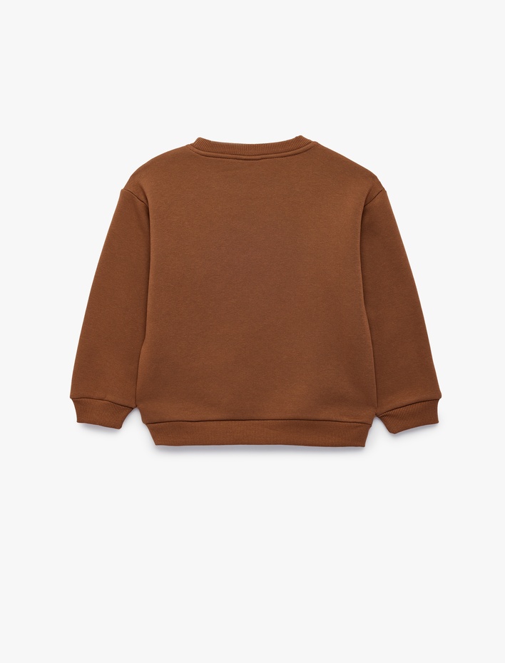Erkek Bebek Nakışlı Şardonlu Bisiklet Yaka Uzun Kollu Oversize Sweatshirt