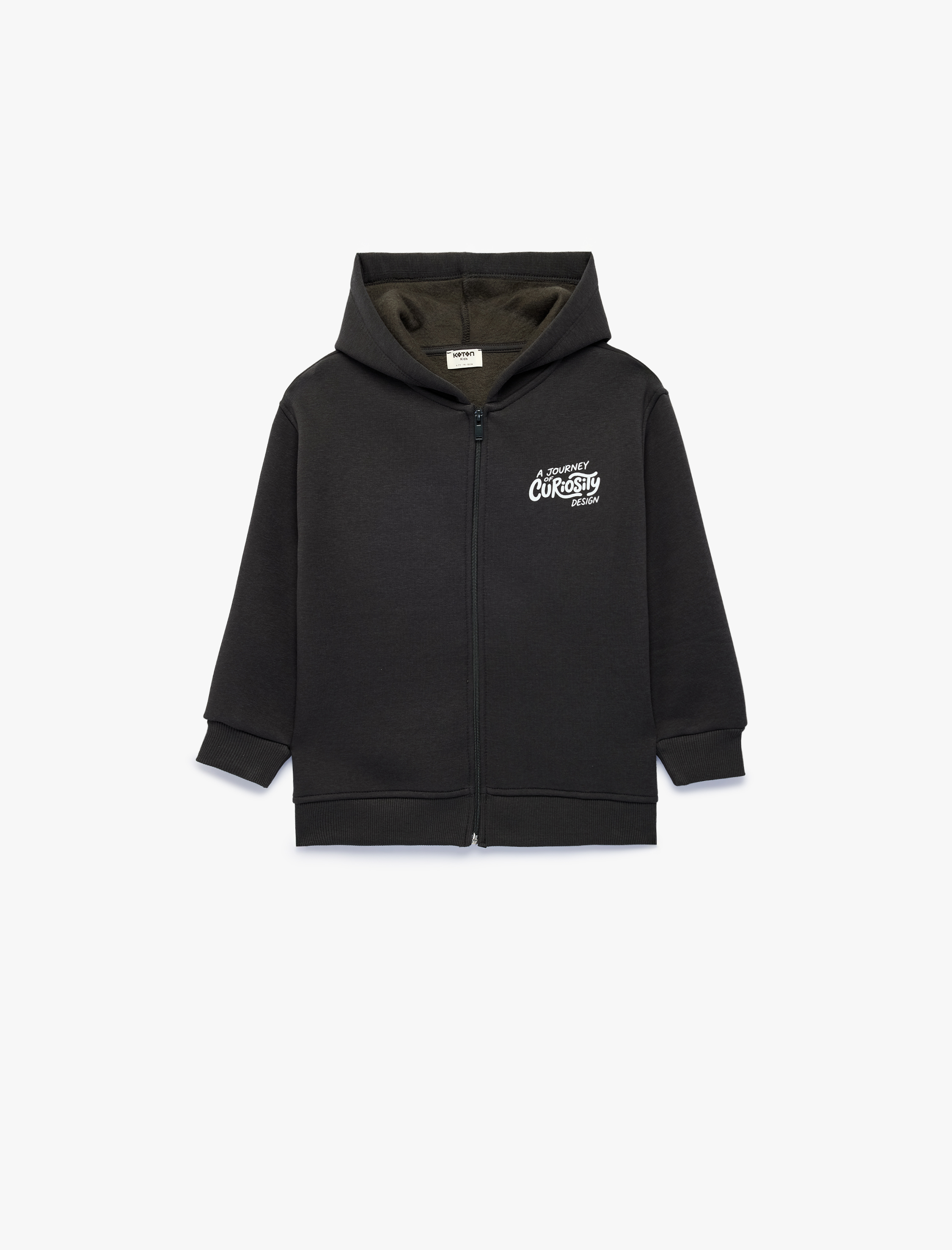  Erkek Çocuk Cepli Uzun Kollu Şardonlu Fermuarlı Kapşonlu Sweatshirt