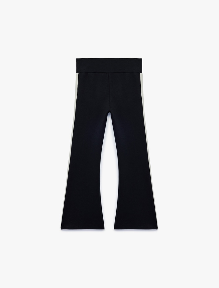 Kız Çocuk Beli Lastikli Slim Fit Viskon Karışımlı İspanyol Paça Tayt