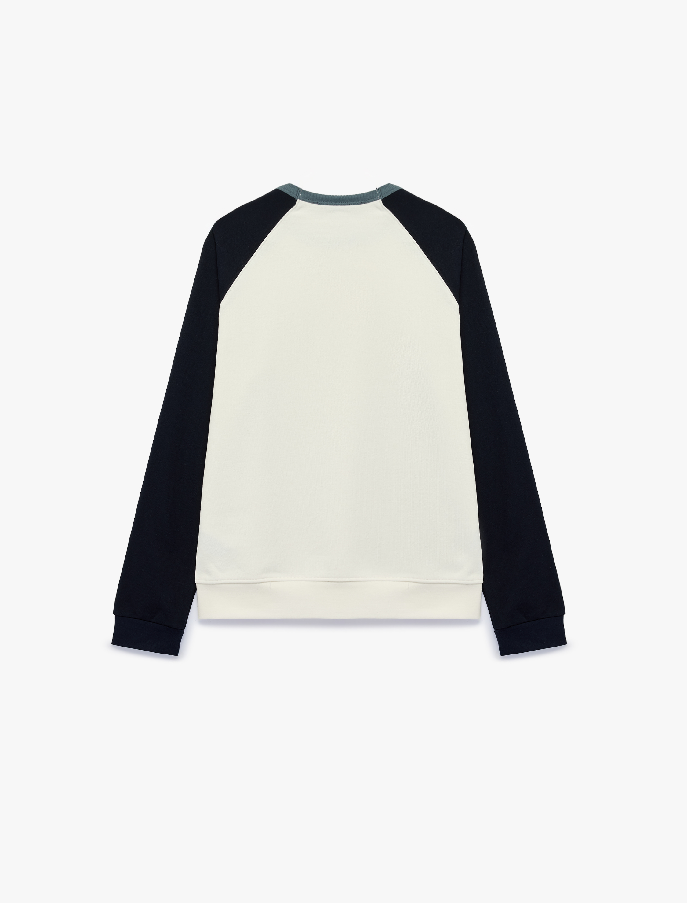   Pamuklu Şardonlu Renk Kontrastlı Bisiklet Yaka Uzun Reglan Kollu Sweatshirt