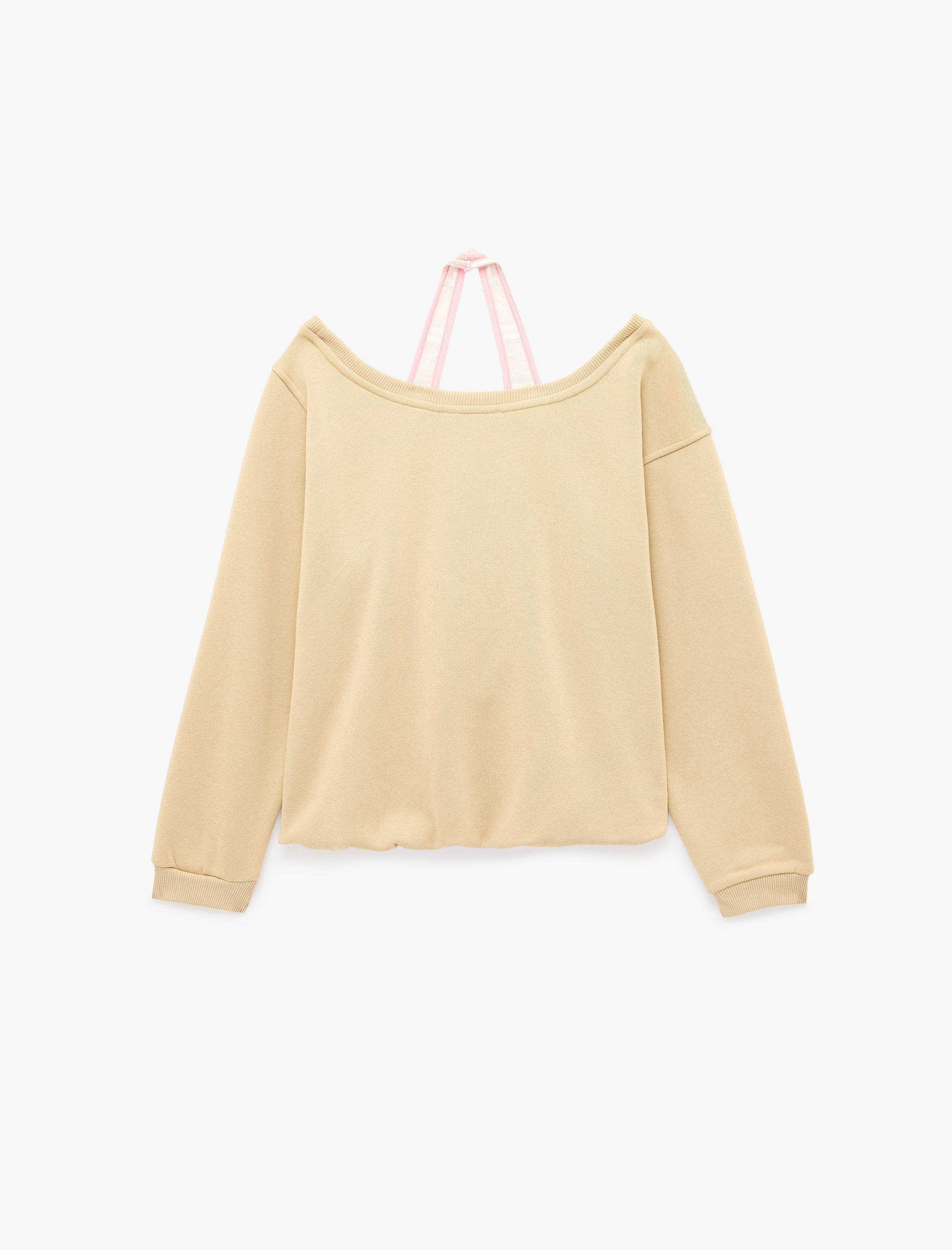 Koton Şardonlu Rahat Kalıp Kayık Yaka Uzun Kollu Katmanlı Baskılı Sweatshirt görsel 2