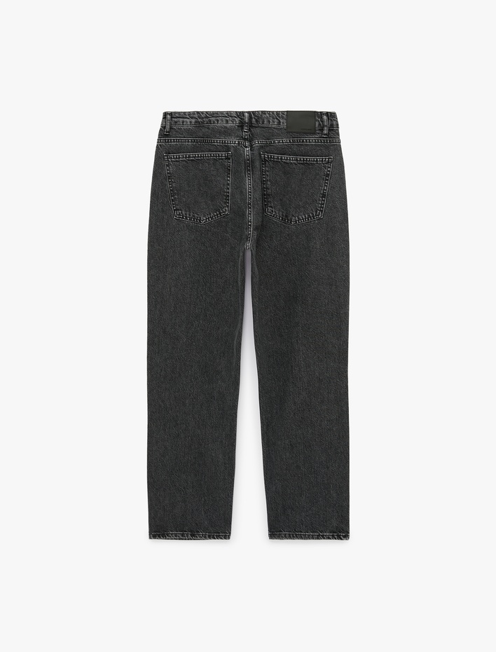  Pamuklu Cepli Vintage Straight Fit Jean Pantolon