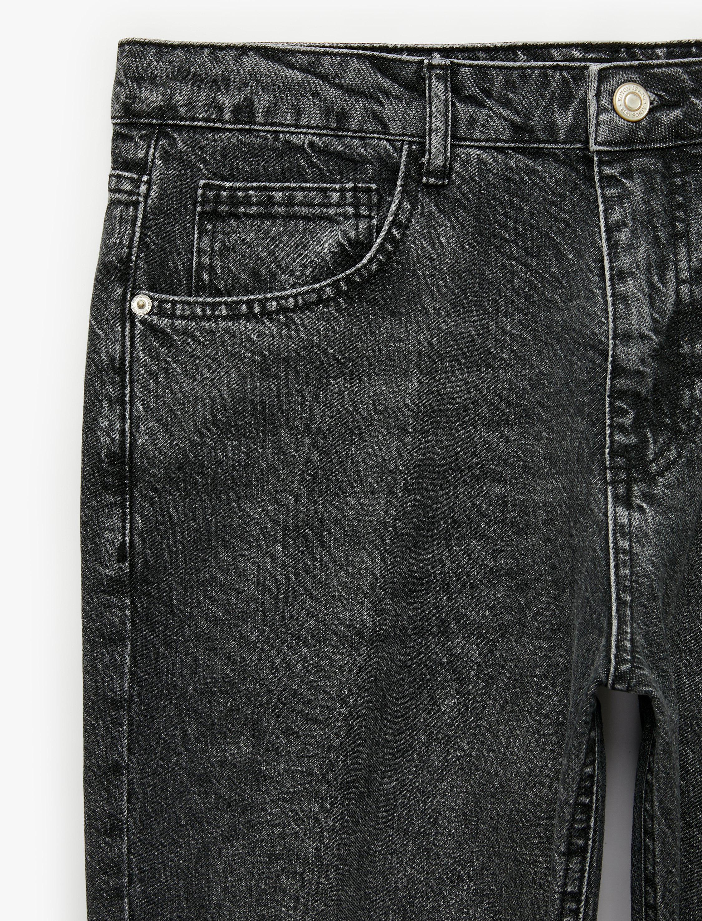   Pamuklu Cepli Vintage Straight Fit Jean Pantolon