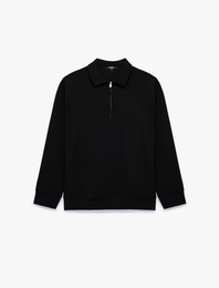 Regular Fit Uzun Kollu Yarım Fermuarlı Sweatshirt