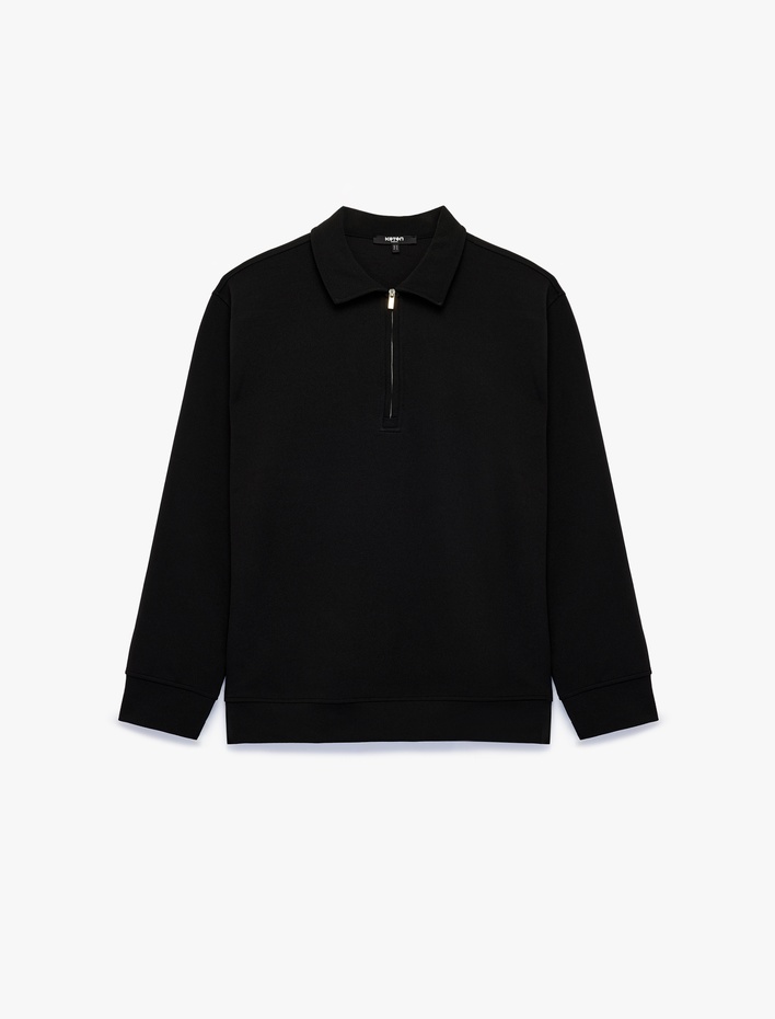  Regular Fit Uzun Kollu Yarım Fermuarlı Sweatshirt
