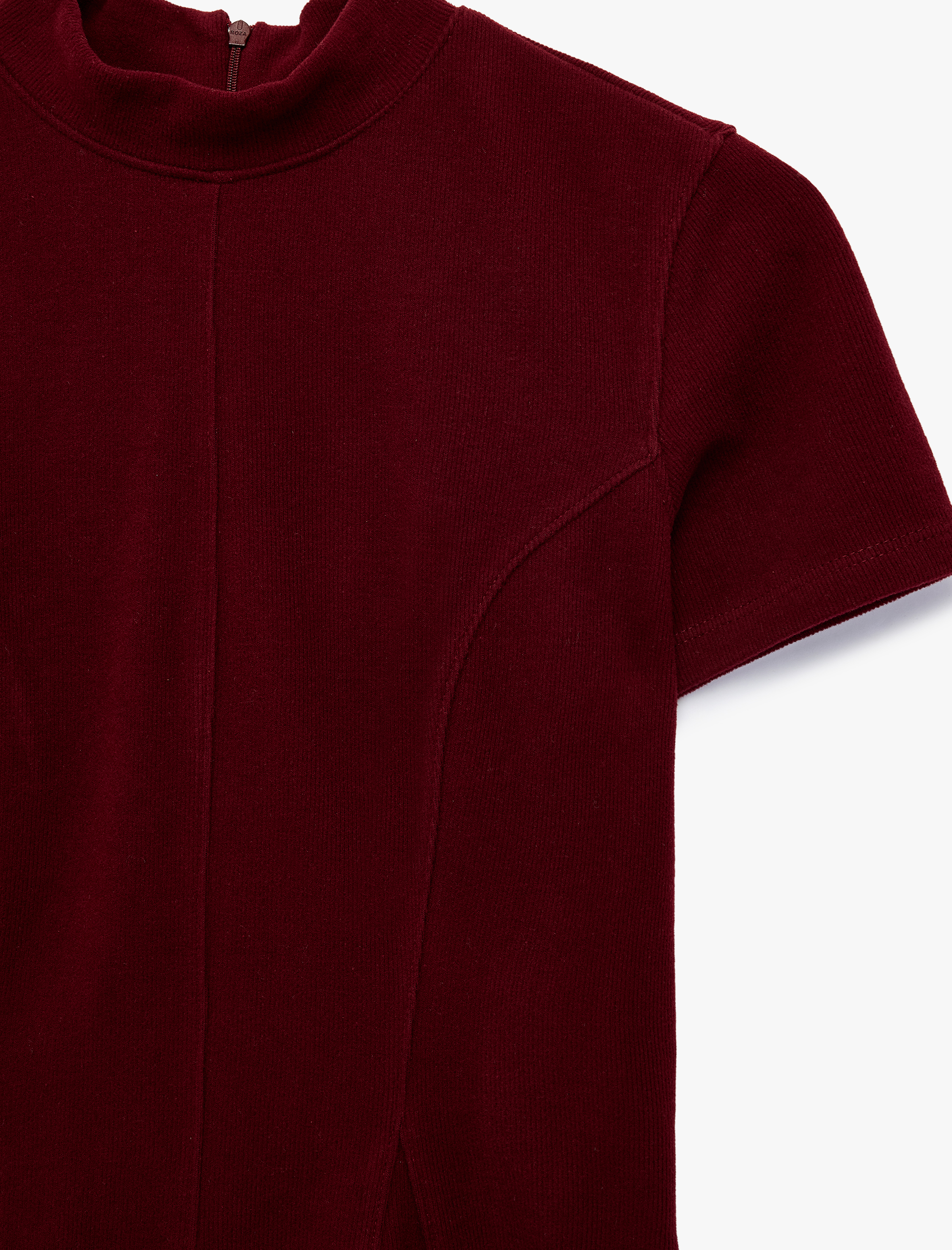 Koton Slim Fit Dokulu Dik Yaka Kısa Kollu Peplum Bluz görsel 3