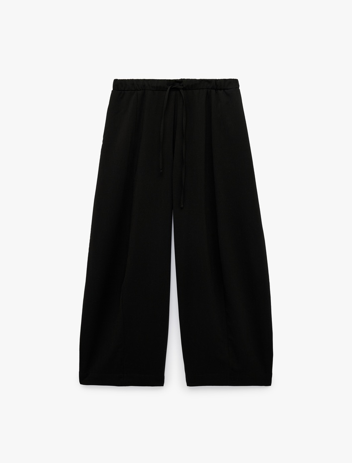  Beli Bağlamalı Cepli Regular Fit Barrel Pantolon