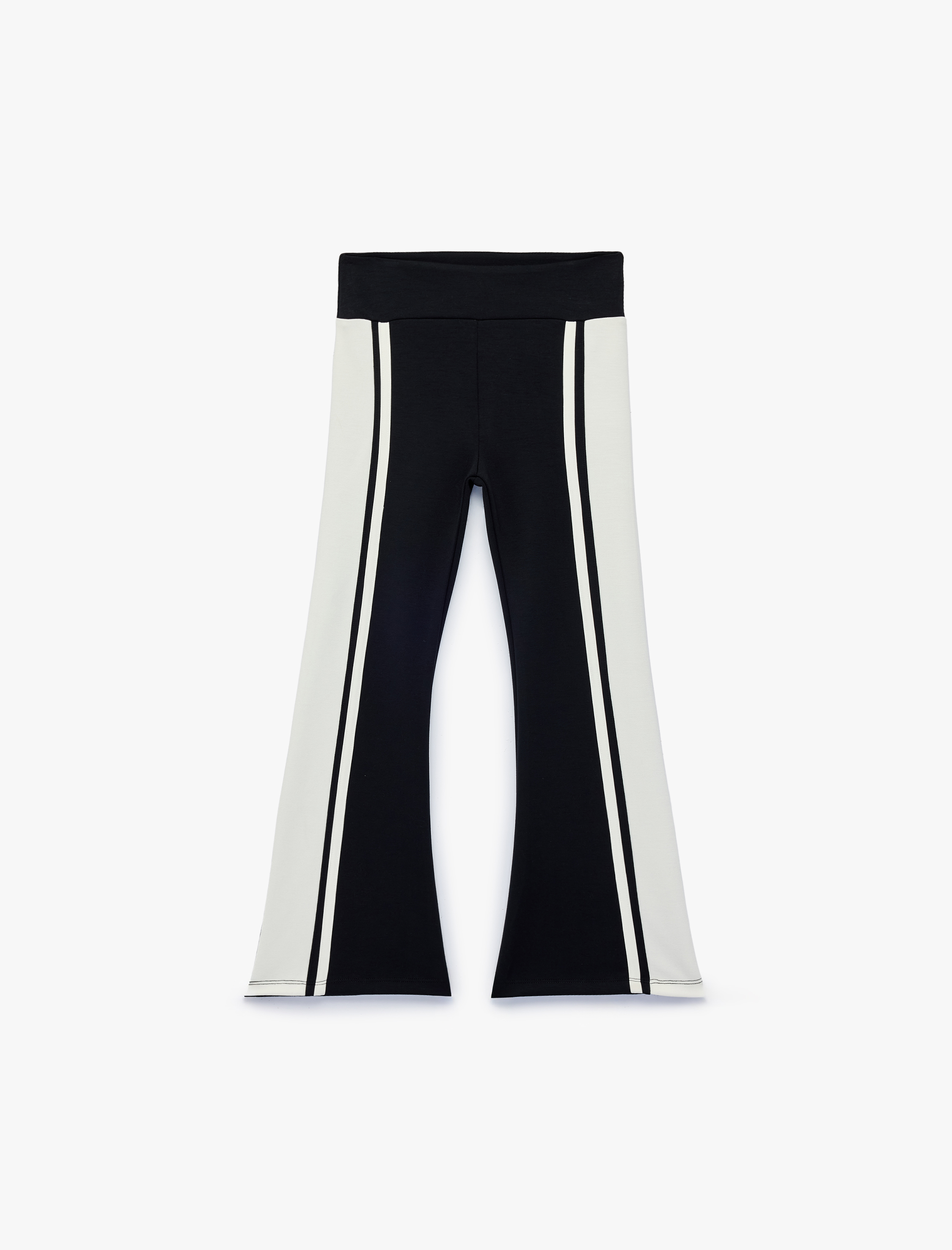 Kız Çocuk Beli Lastikli Slim Fit Viskon Karışımlı İspanyol Paça Tayt