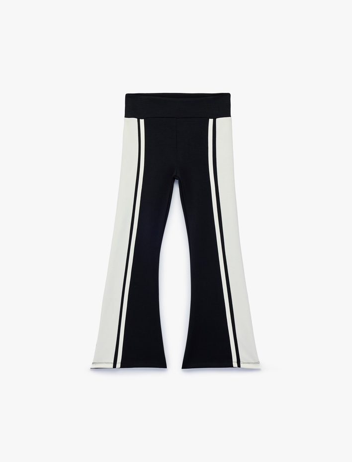 Kız Çocuk Beli Lastikli Slim Fit Viskon Karışımlı İspanyol Paça Tayt