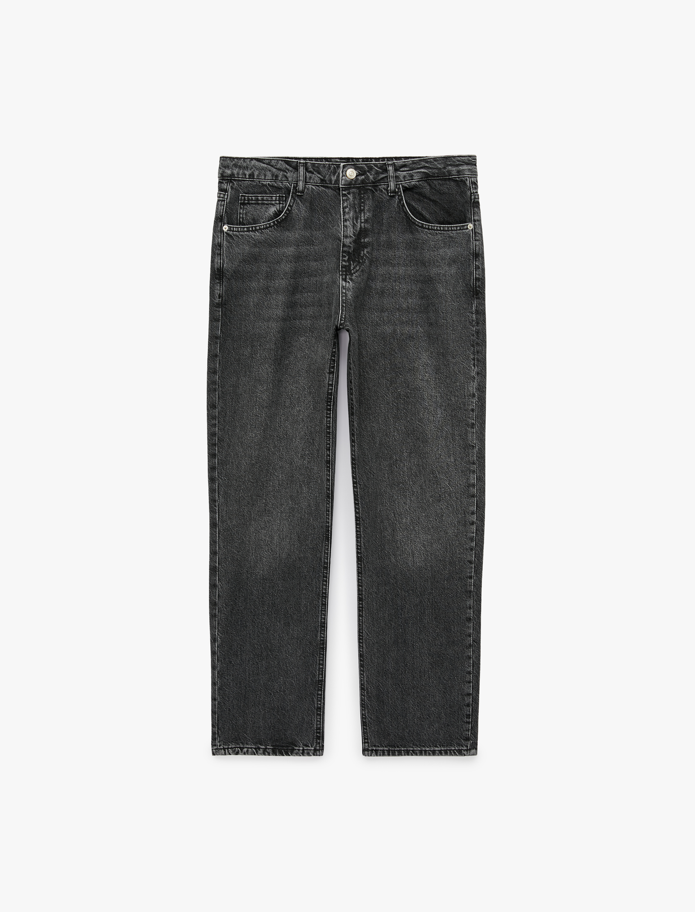   Pamuklu Cepli Vintage Straight Fit Jean Pantolon