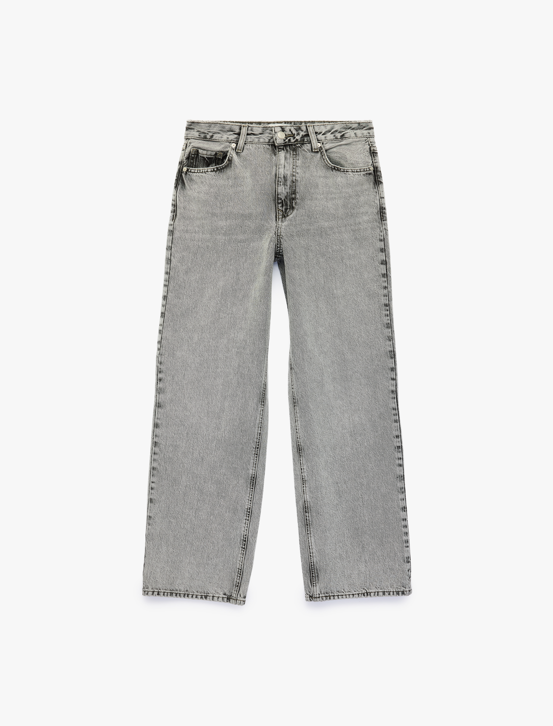 Koton Düğmeli Yıkamalı Cepli Normal Bel Pamuklu Baggy Denim Pantolon - Baggy Jeans
