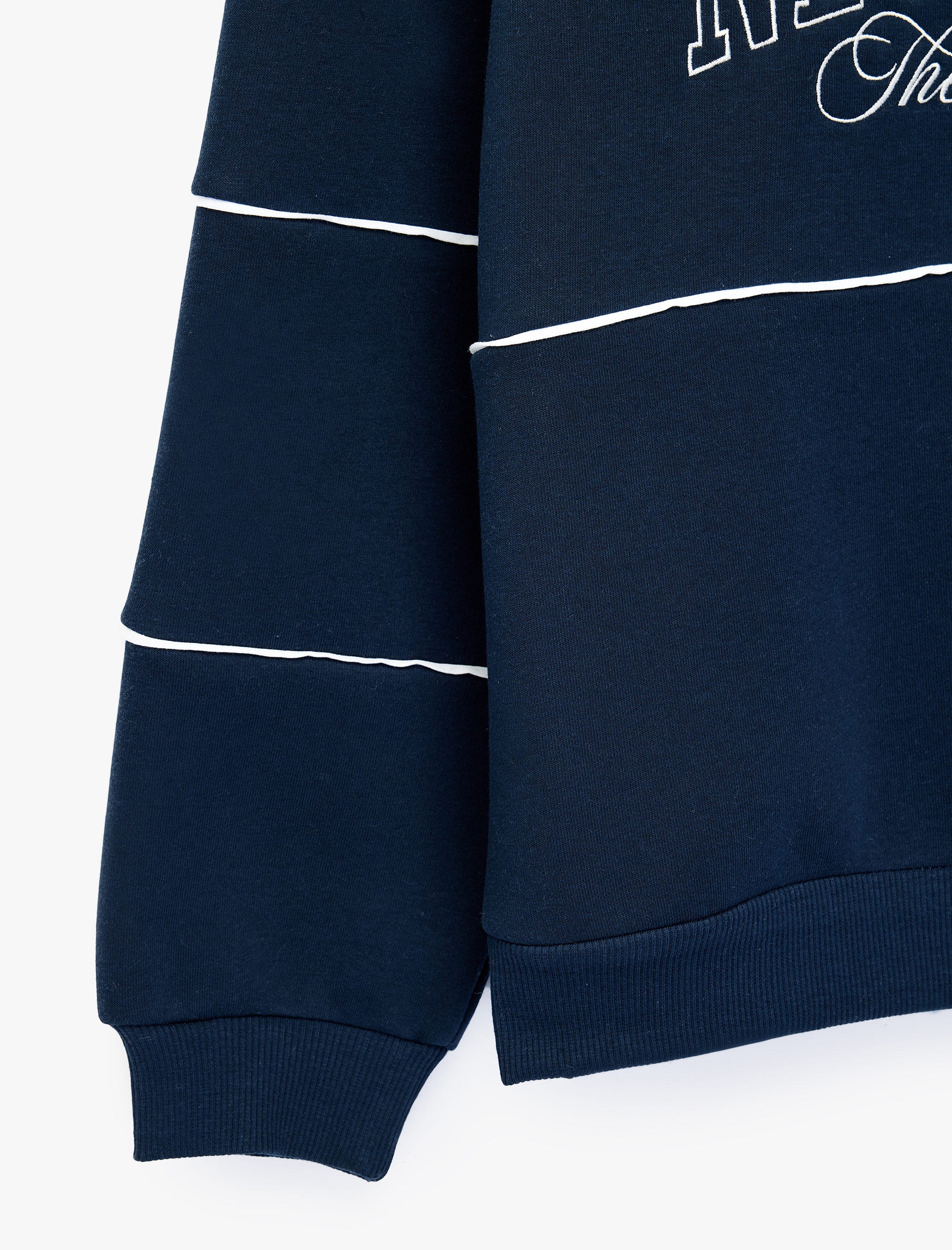   Üç İplik Şardonlu Baskılı Yarım Fermuarlı Oversize Sweatshirt