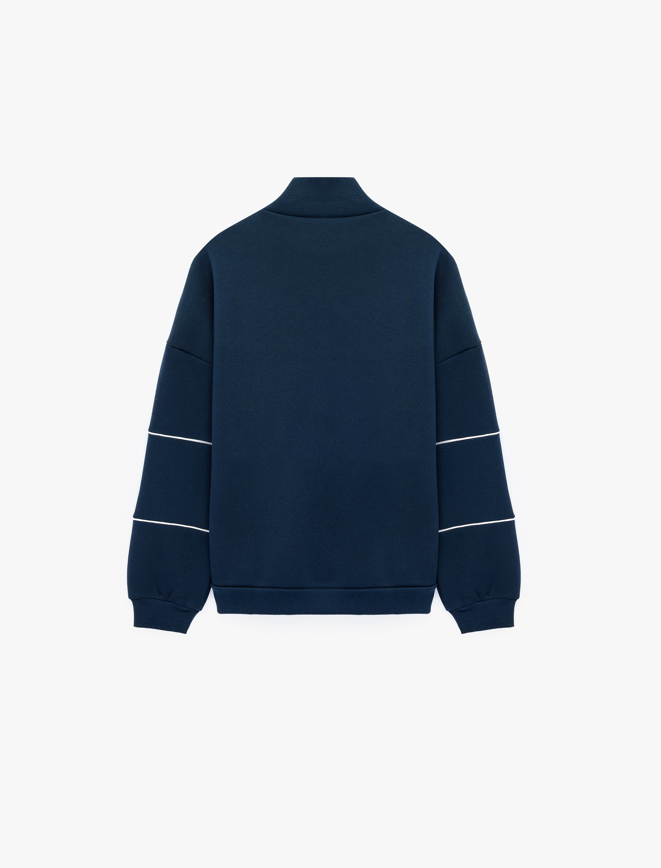   Üç İplik Şardonlu Baskılı Yarım Fermuarlı Oversize Sweatshirt