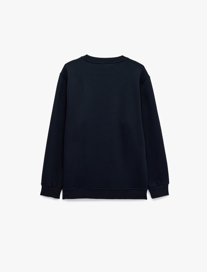  Uzun Kollu Baskılı Üç İplik Şardonlu Bisiklet Yaka Baskılı Sweatshirt
