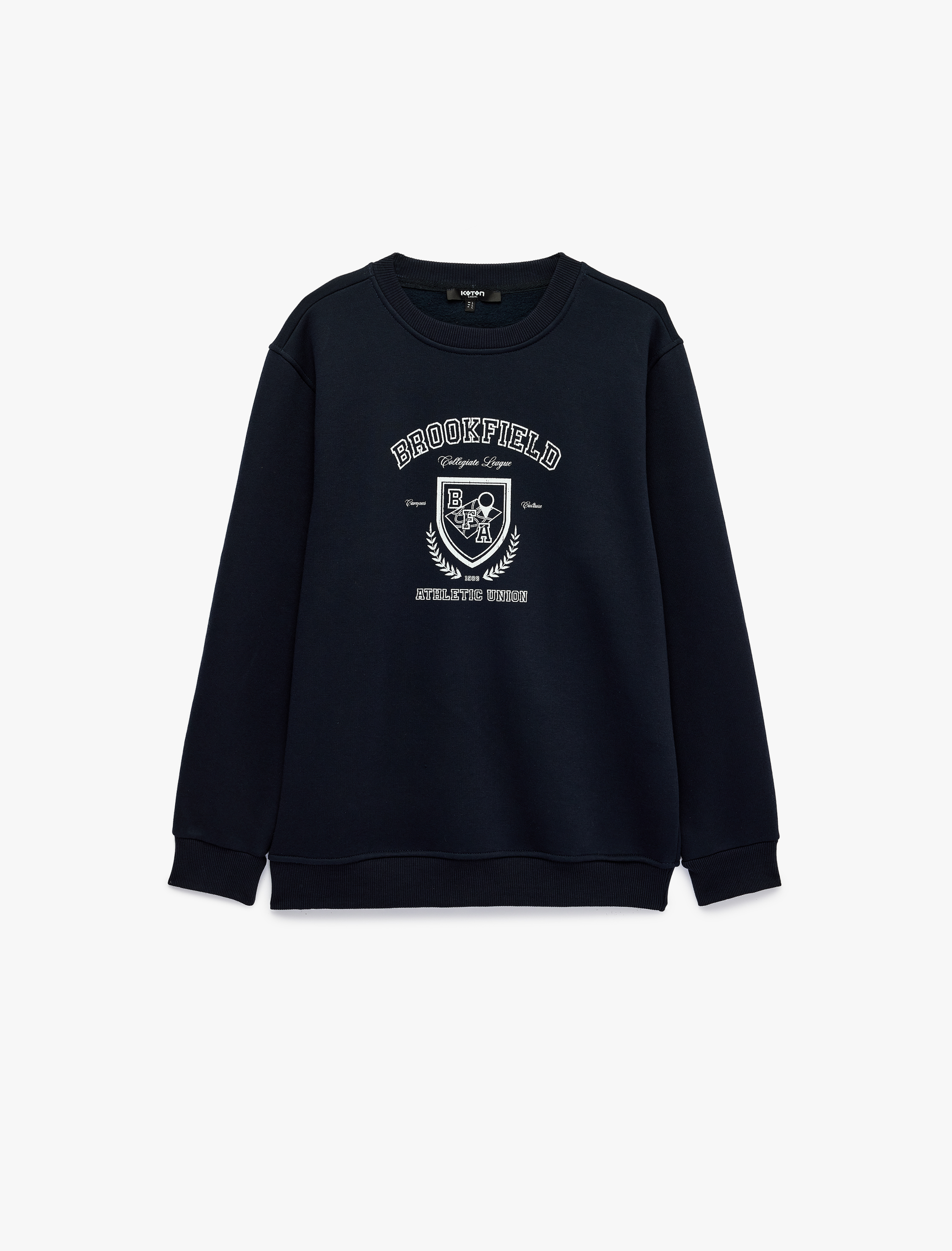   Uzun Kollu Baskılı Üç İplik Şardonlu Bisiklet Yaka Baskılı Sweatshirt