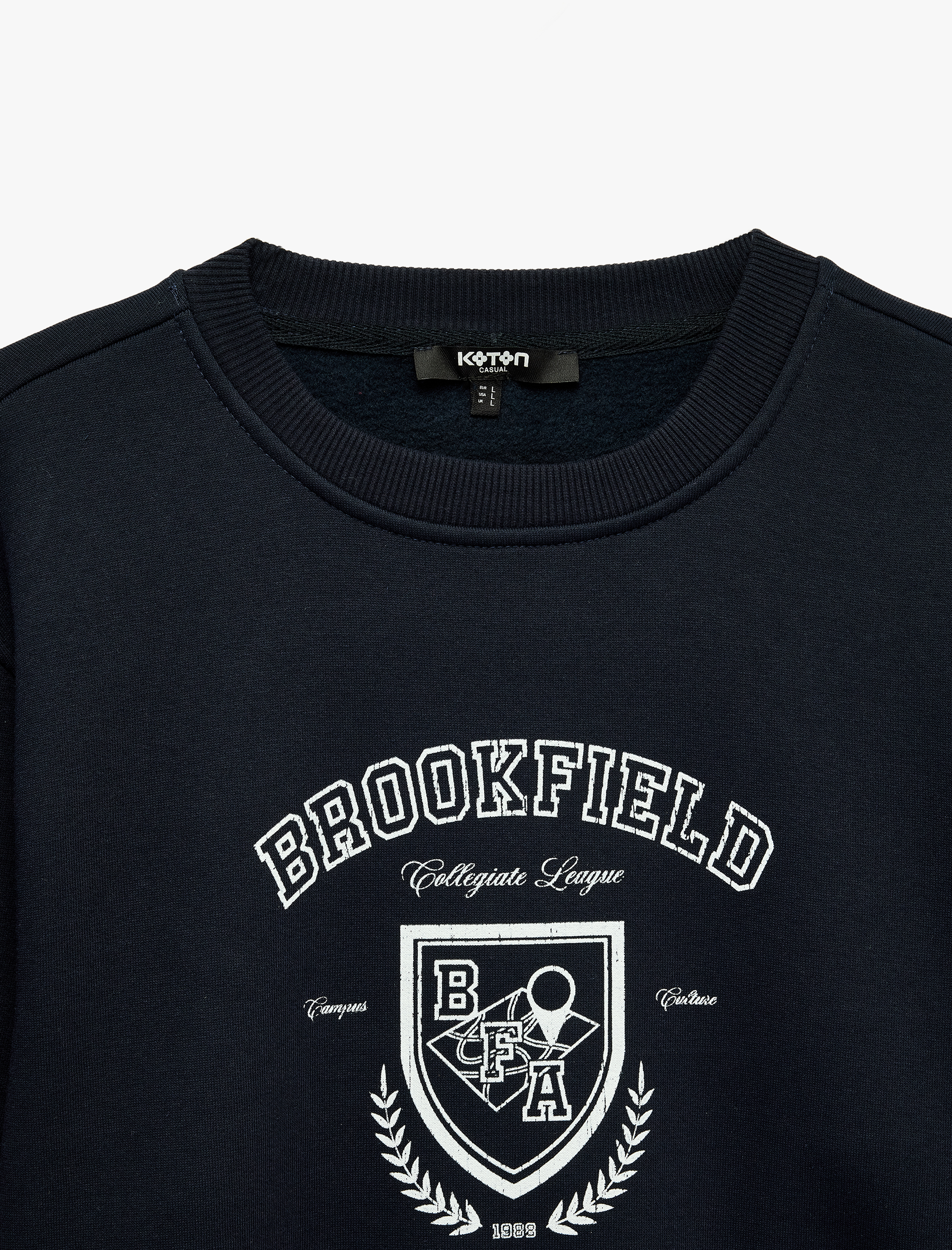   Uzun Kollu Baskılı Üç İplik Şardonlu Bisiklet Yaka Baskılı Sweatshirt