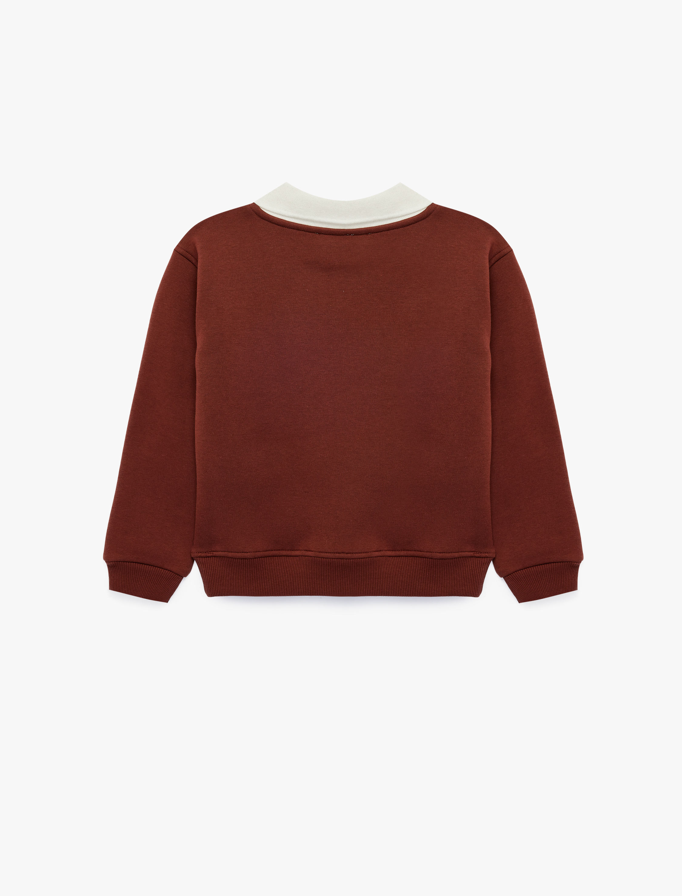  Kız Çocuk Ayıcık Nakışlı Uzun Kollu Şardonlu Polo Yaka Sweatshirt