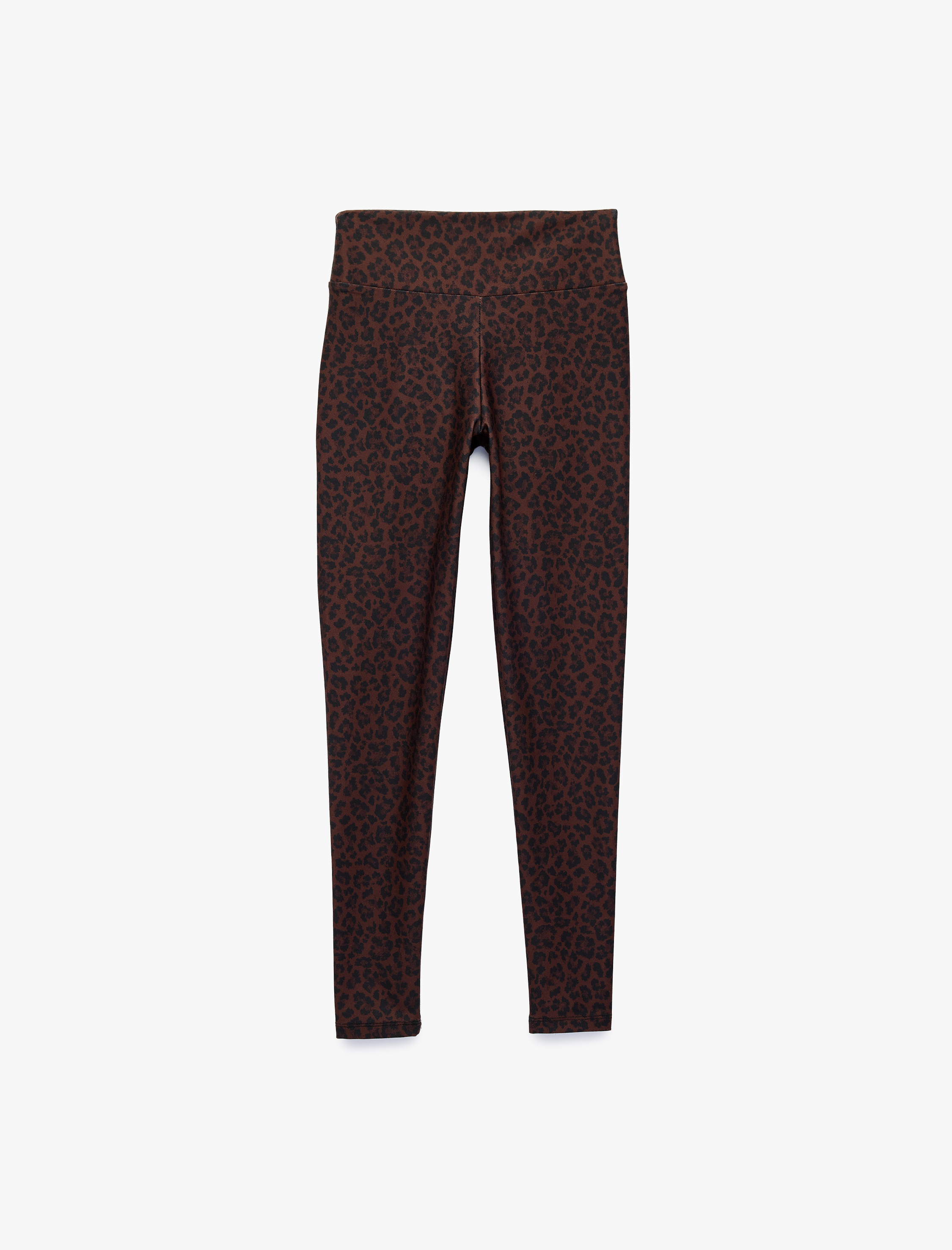   Yüksek Bel Slim Fit Leopar Desenli Spor Tayt