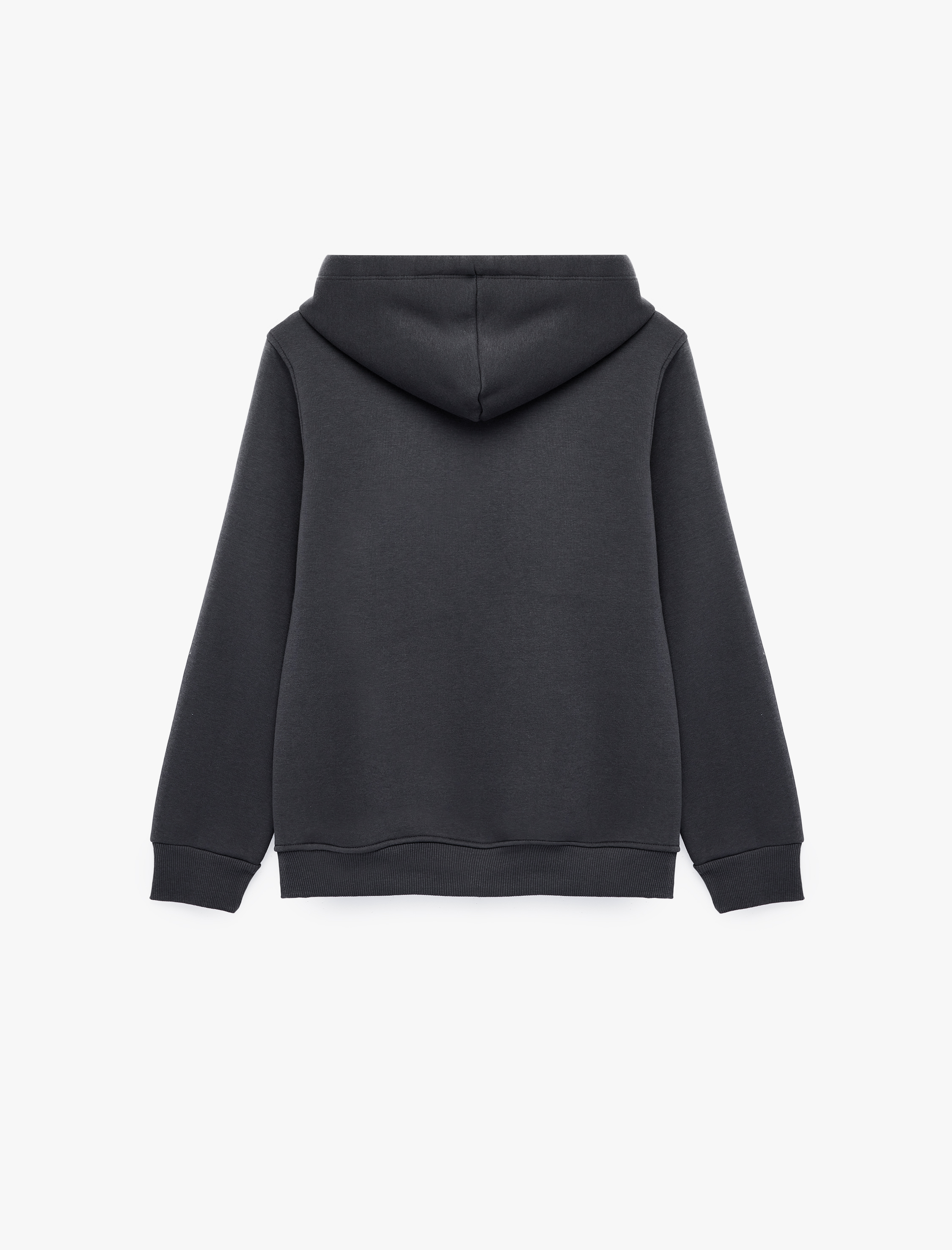   Şardonlu Uzun Kollu Cepli Köpek Nakış Detaylı Kapüşonlu Sweatshirt
