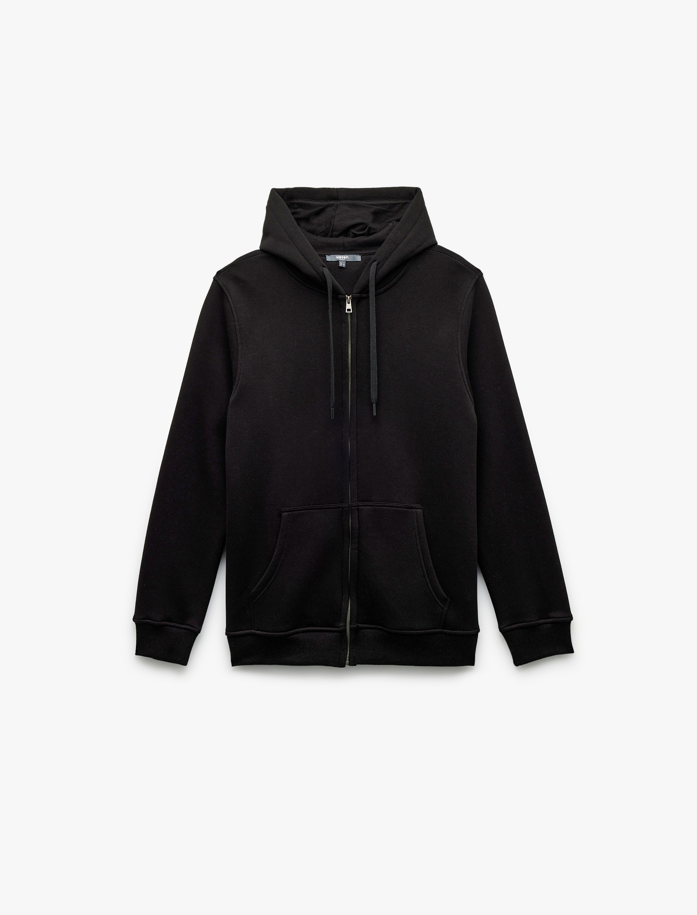 Koton Şardonlu Regular Fit Kapüşonlu Fermuarlı Uzun Kollu Kanguru Cepli Sweatshirt