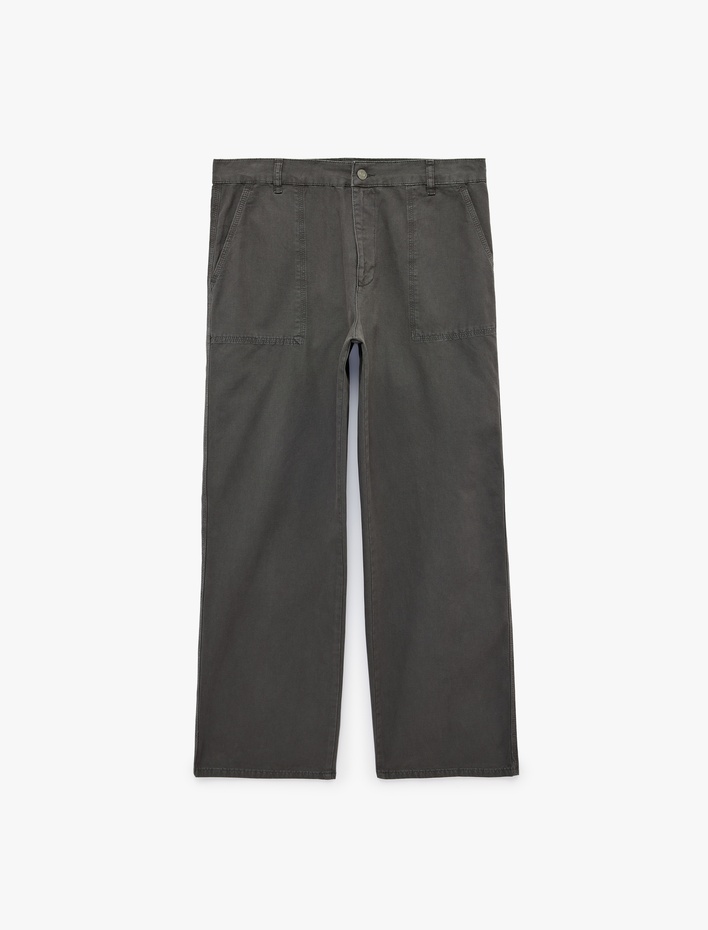  Cepli Bol Kesim Normal Bel Pamuklu Loose Fit Jean Pantolon